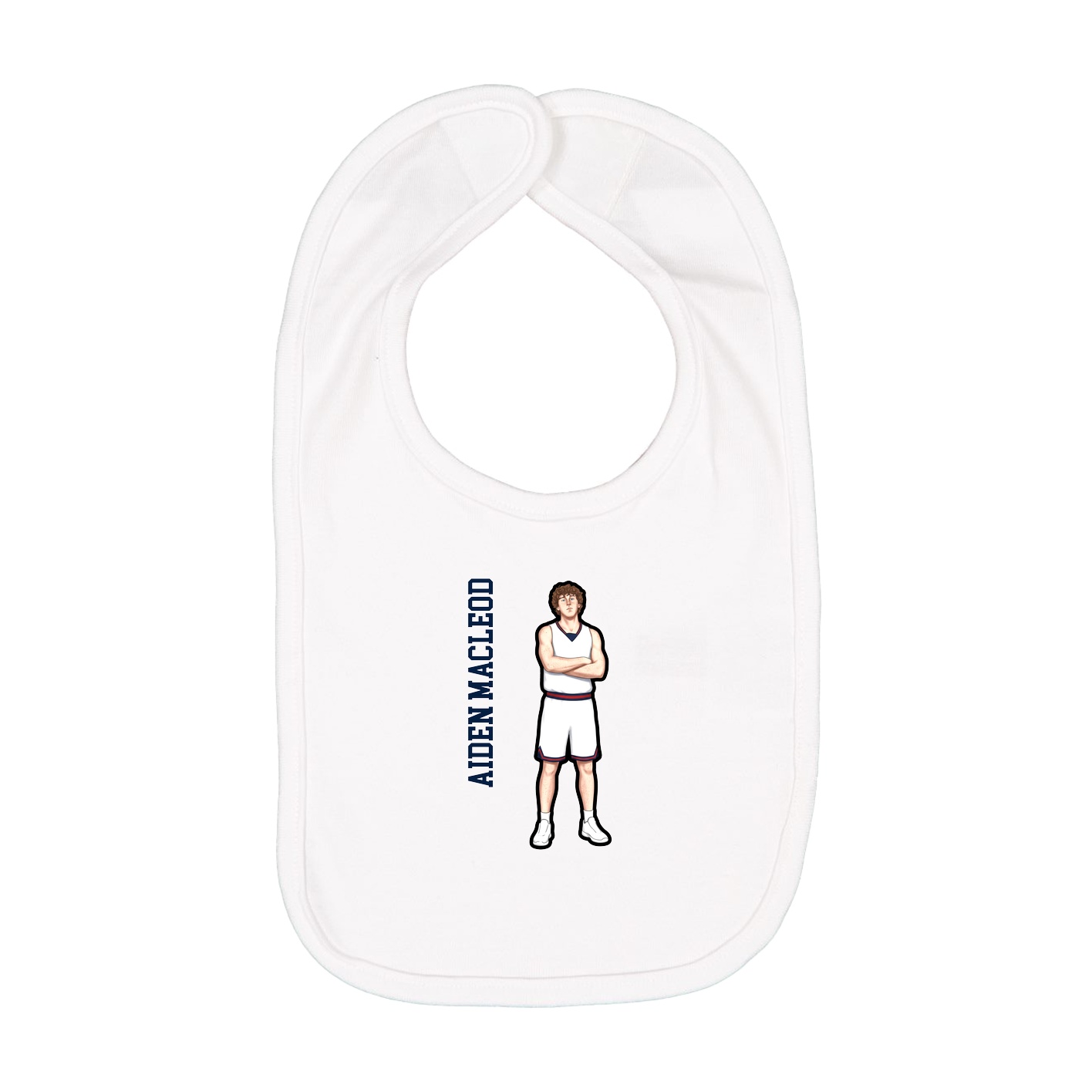 Infant Bib — Name Vertical in White