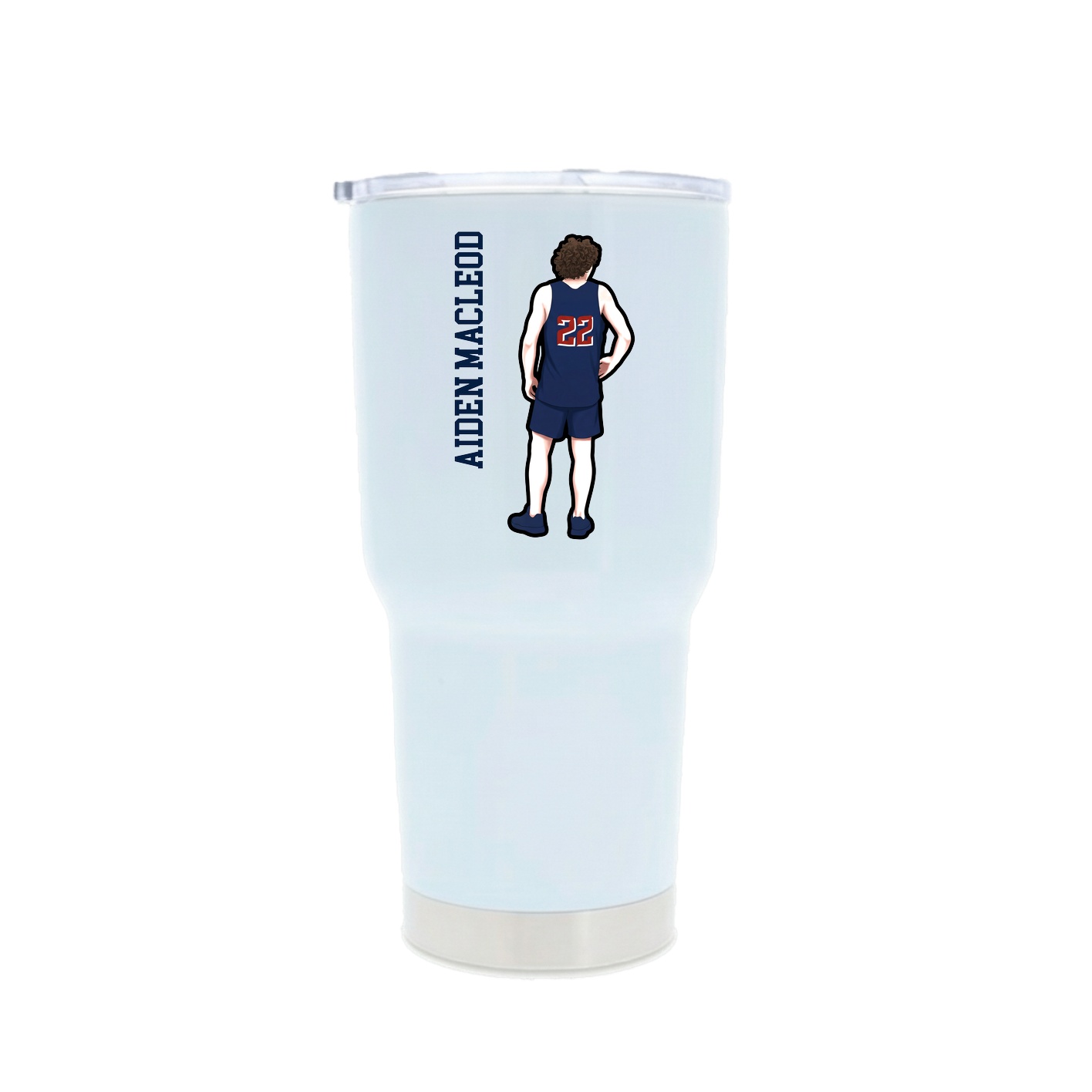 30oz Stainless Steel Tumbler — Name Vertical in White