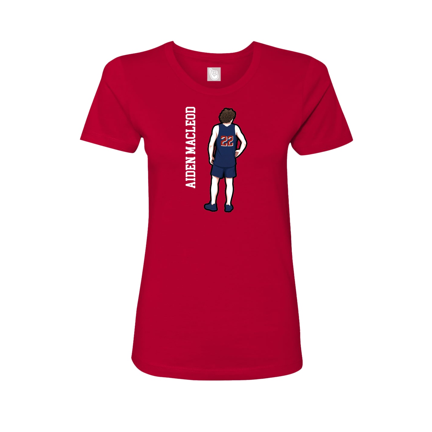 Fitted Women's Tee — Name Vertical in Red