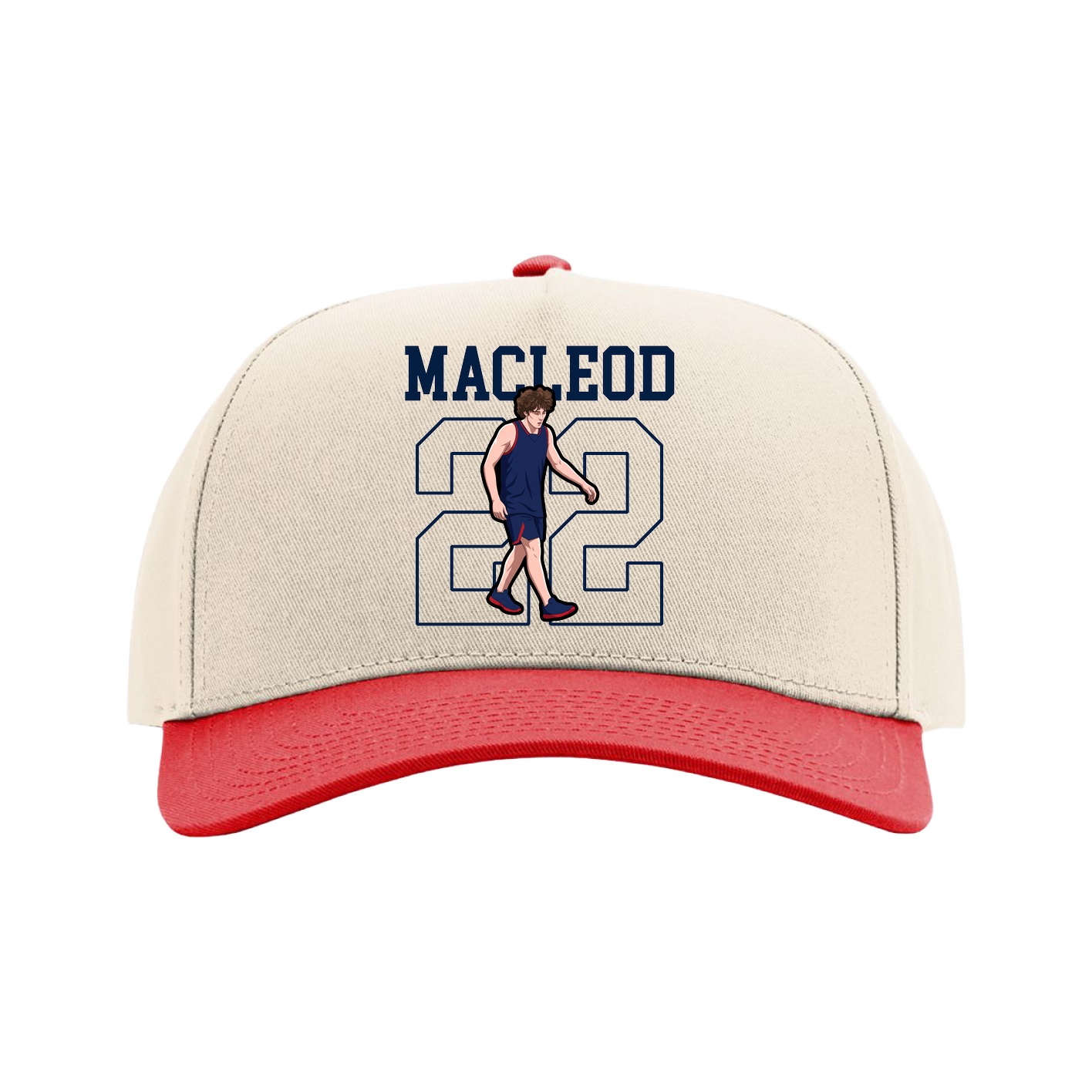 Full Fabric Five-Panel Champ Cap — Shirsey in Cream/Red