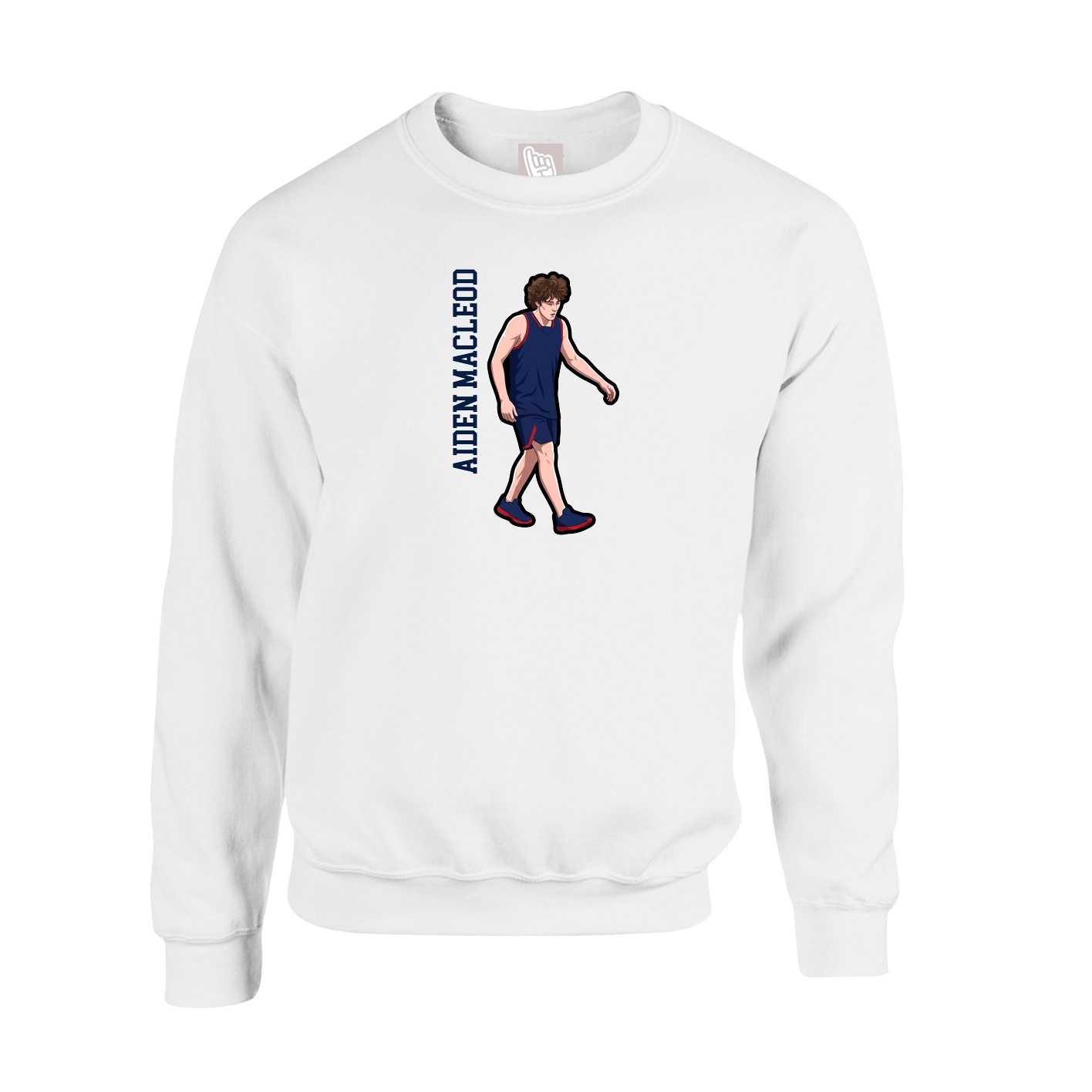Fleece Crew — Name Vertical in White