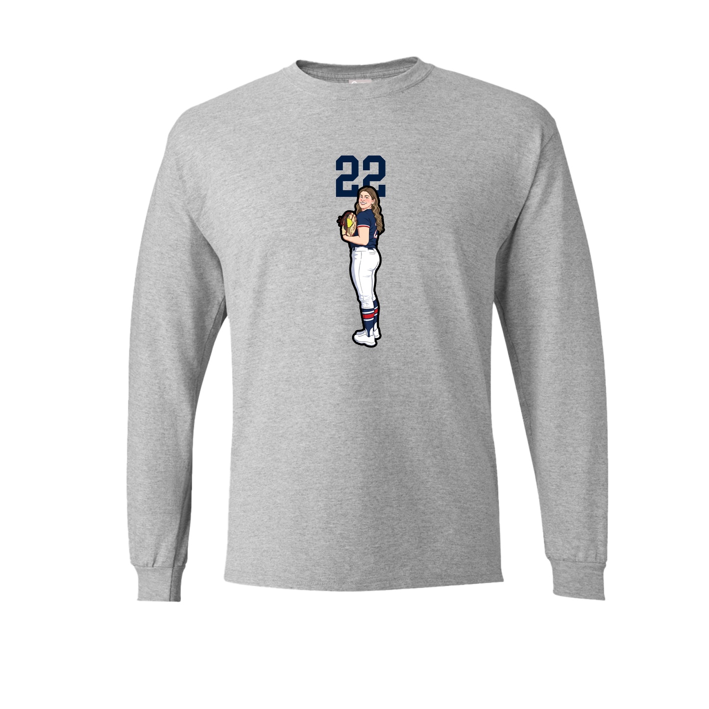 Long Sleeve Tee — Number Top in Grey