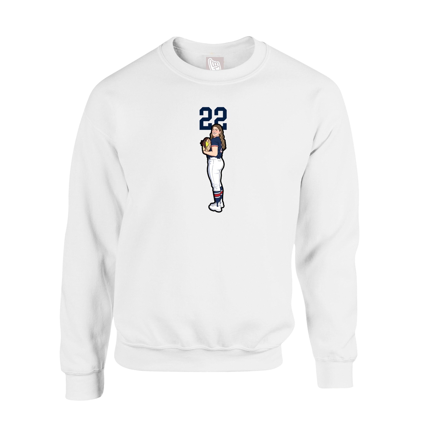Fleece Crew — Number Top in White