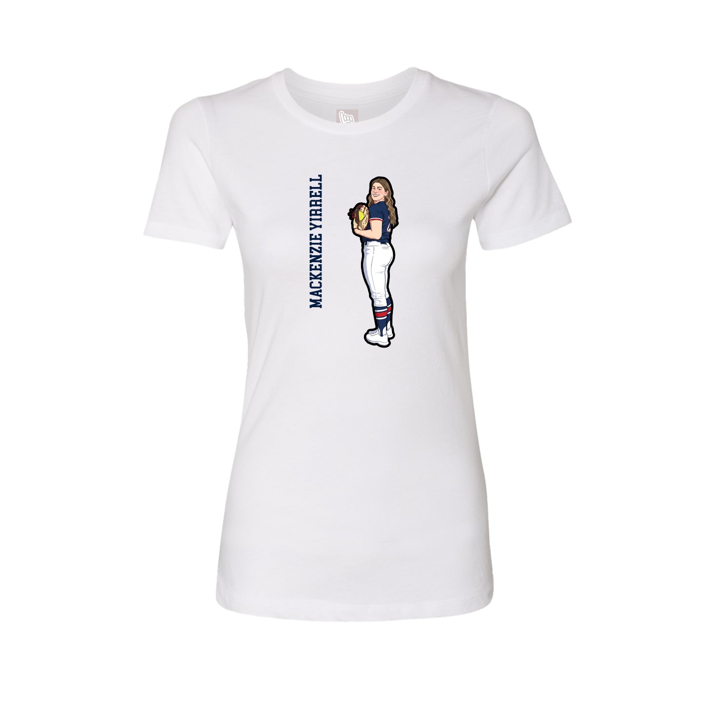 Fitted Women's Tee — Name Vertical in White