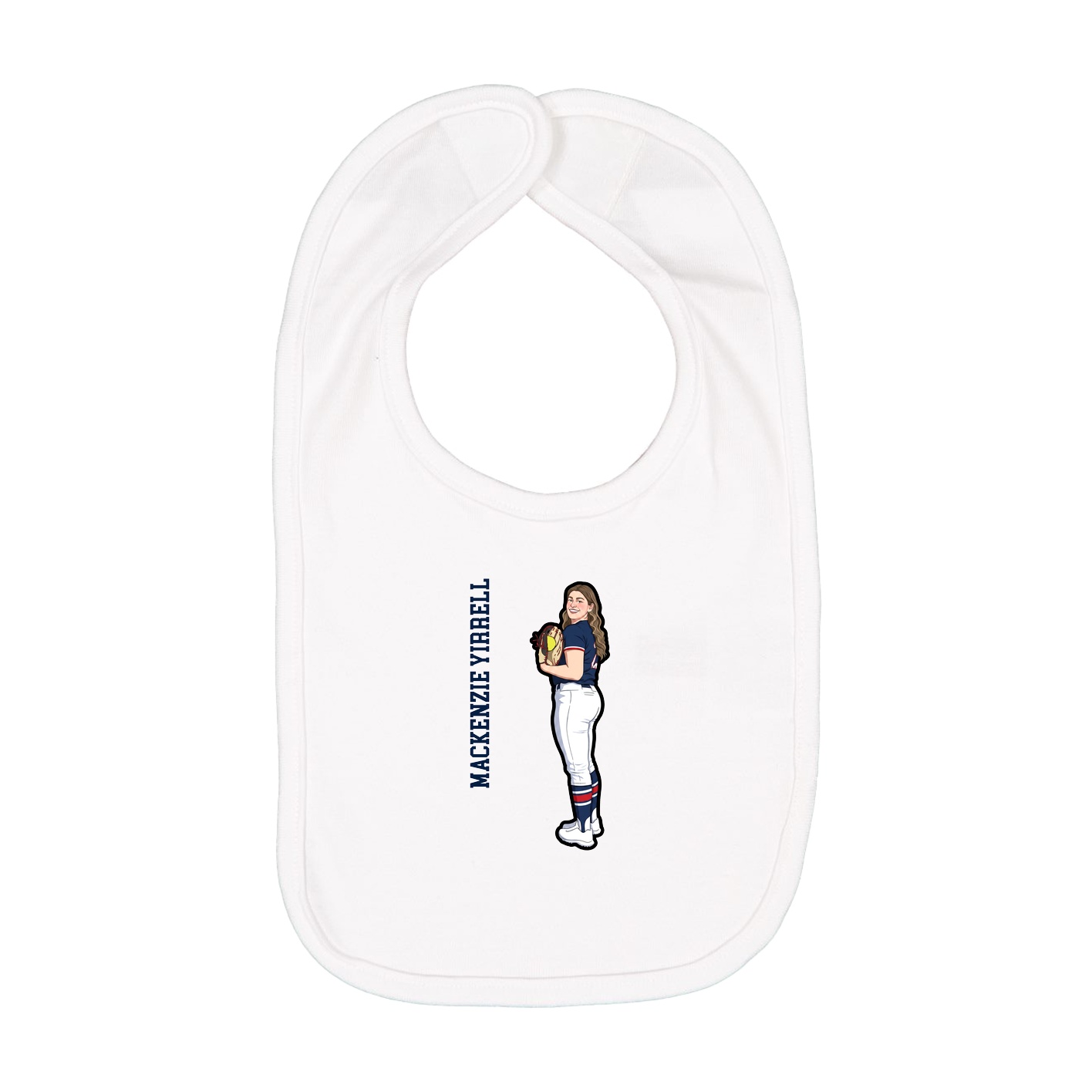 Infant Bib — Name Vertical in White