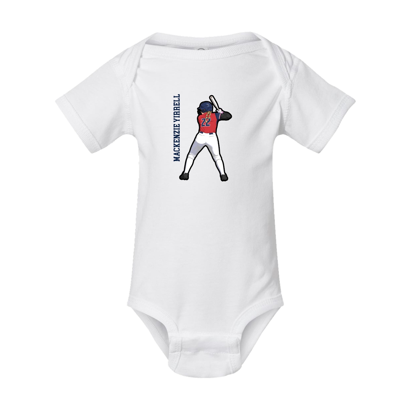 Baby Onesie — Name Vertical in White