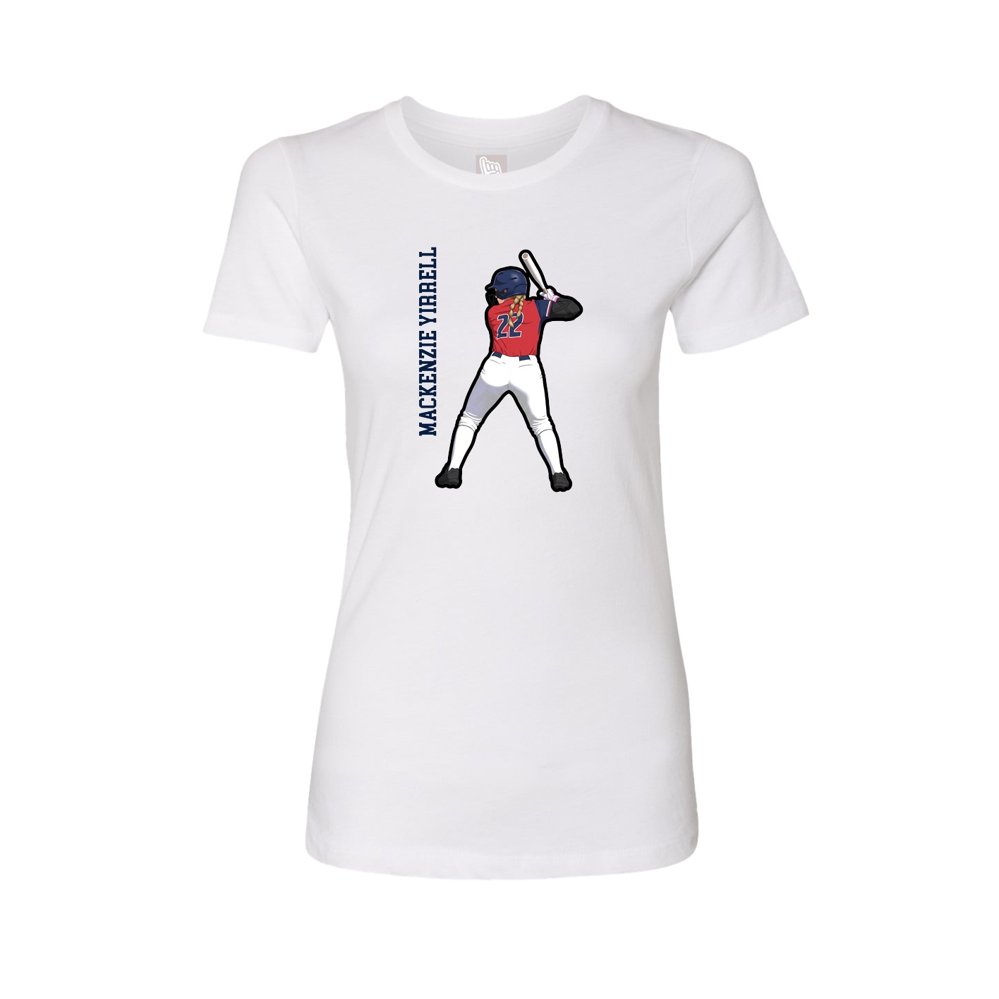 Fitted Women's Tee — Name Vertical in White