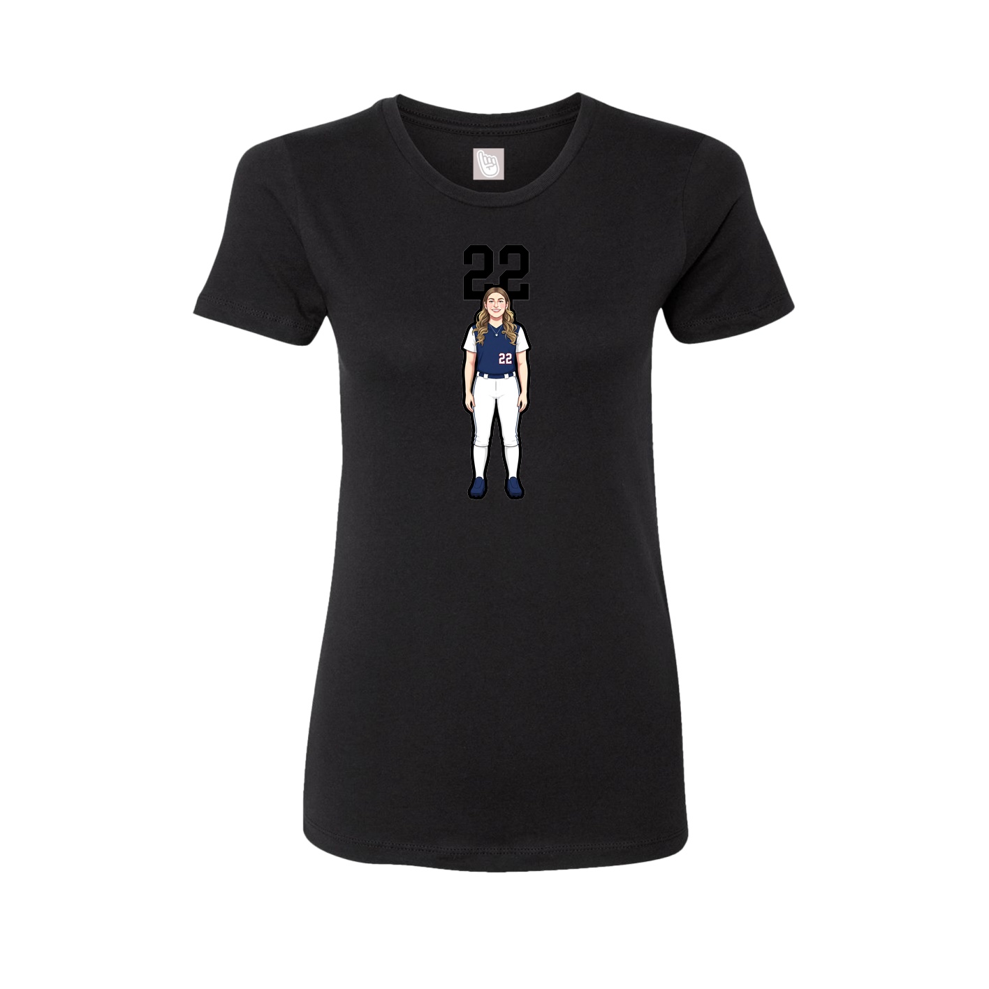 Fitted Women's Tee — Number Top in Black