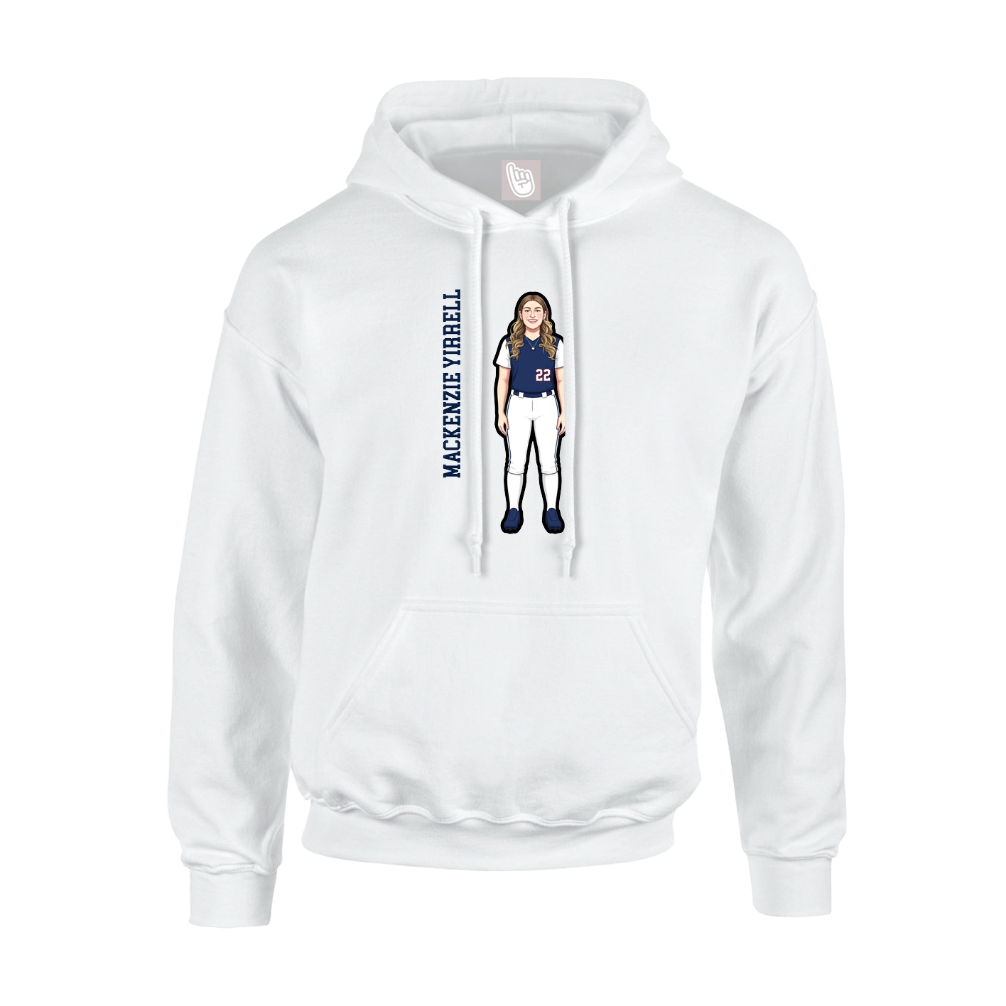 Youth Hoodie — Name Vertical in White