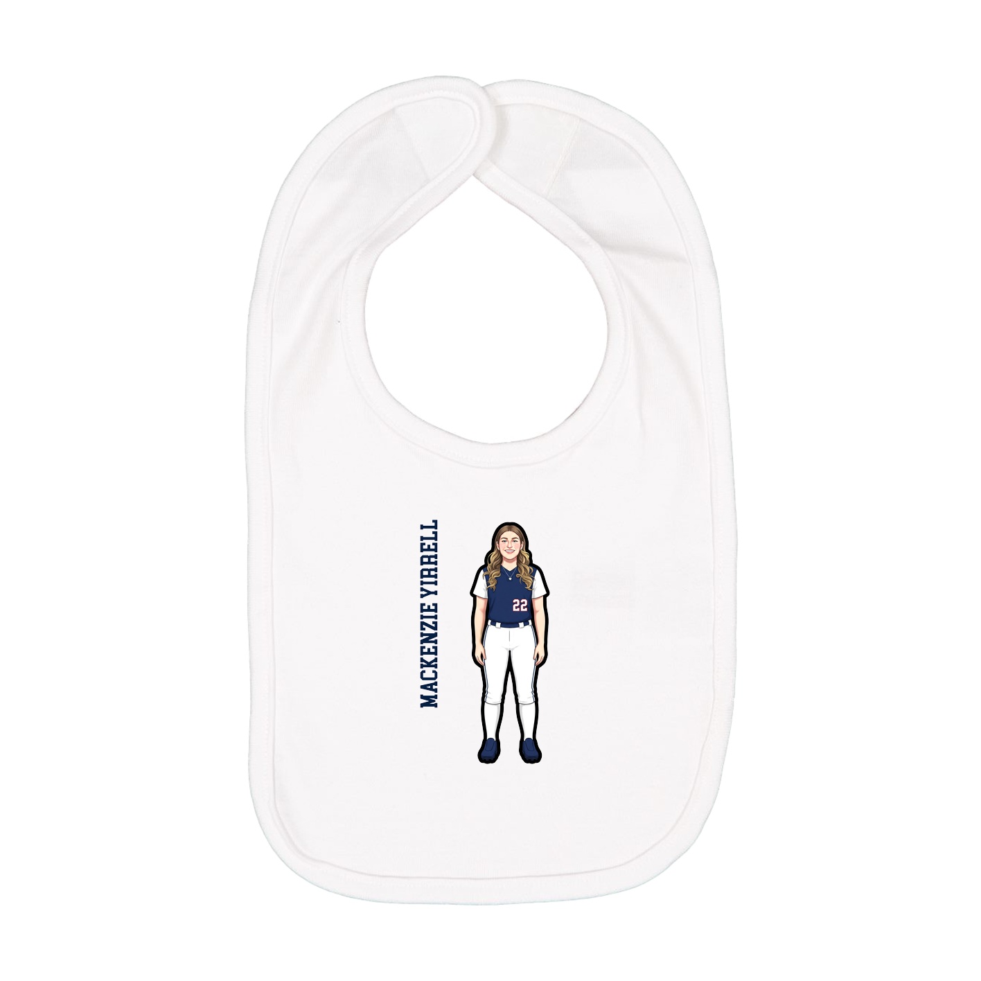 Infant Bib — Name Vertical in White