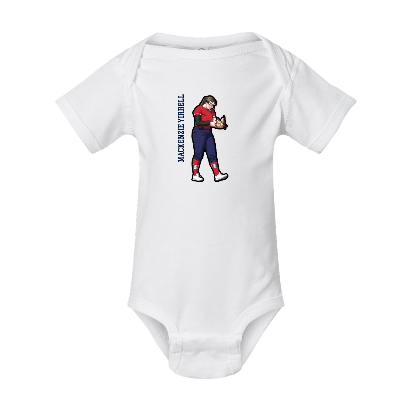 Baby Onesie — Name Vertical in White