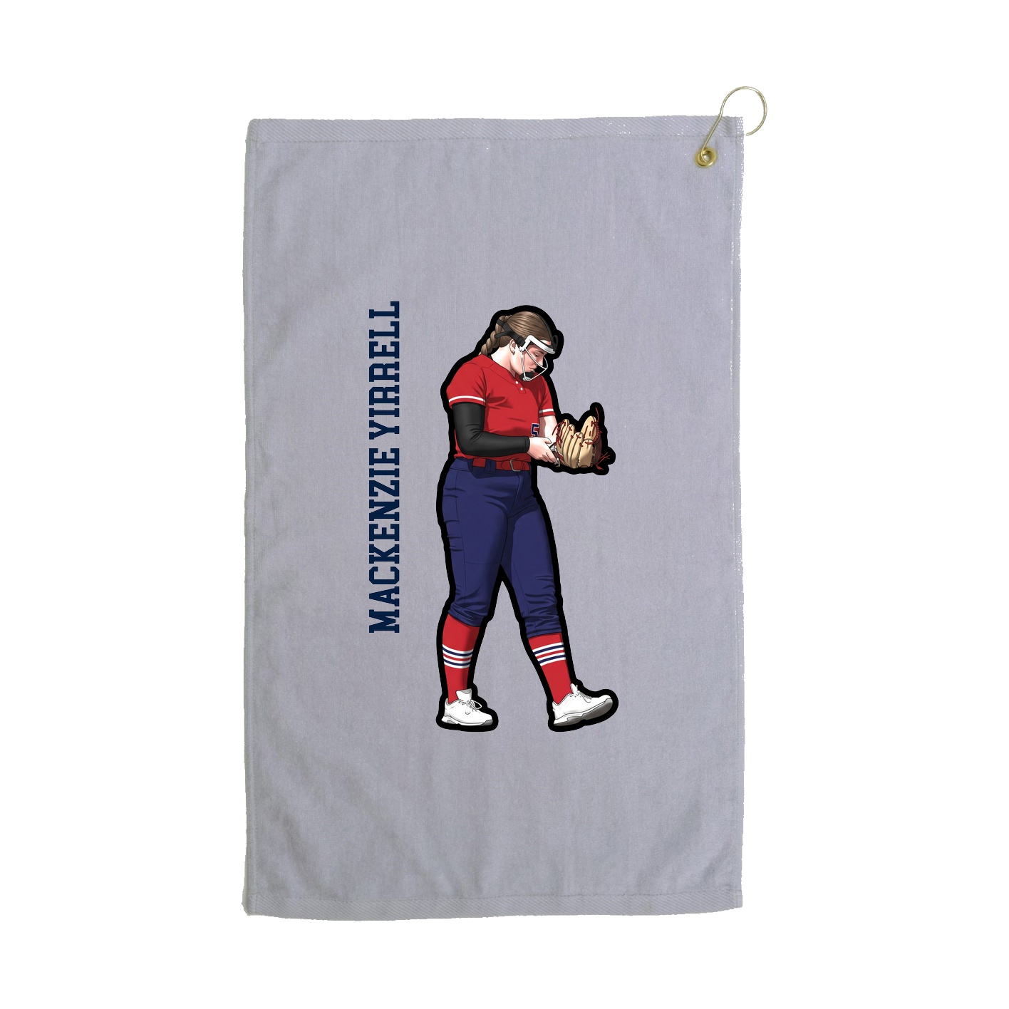 Golf Towel — Name Vertical in Grey