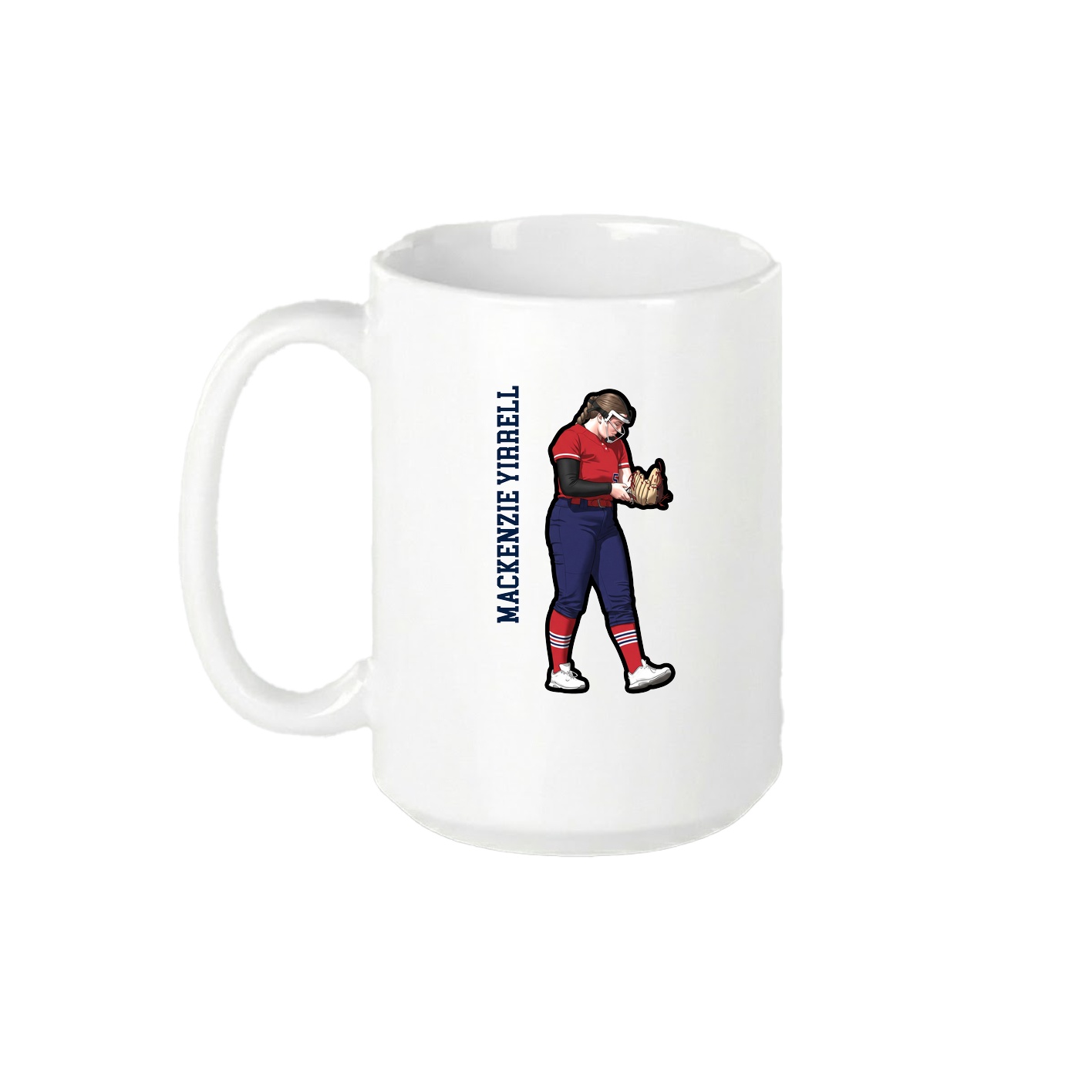 15oz Coffee Mug — Name Vertical in White