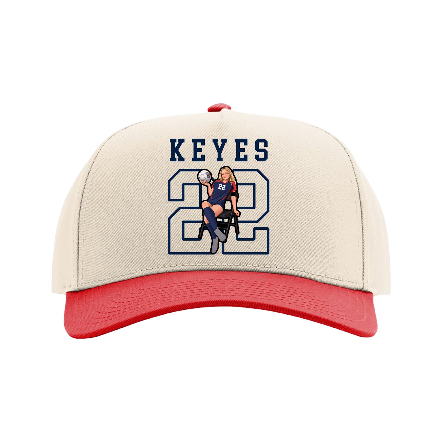 Full Fabric Five-Panel Champ Cap — Shirsey in Cream/Red