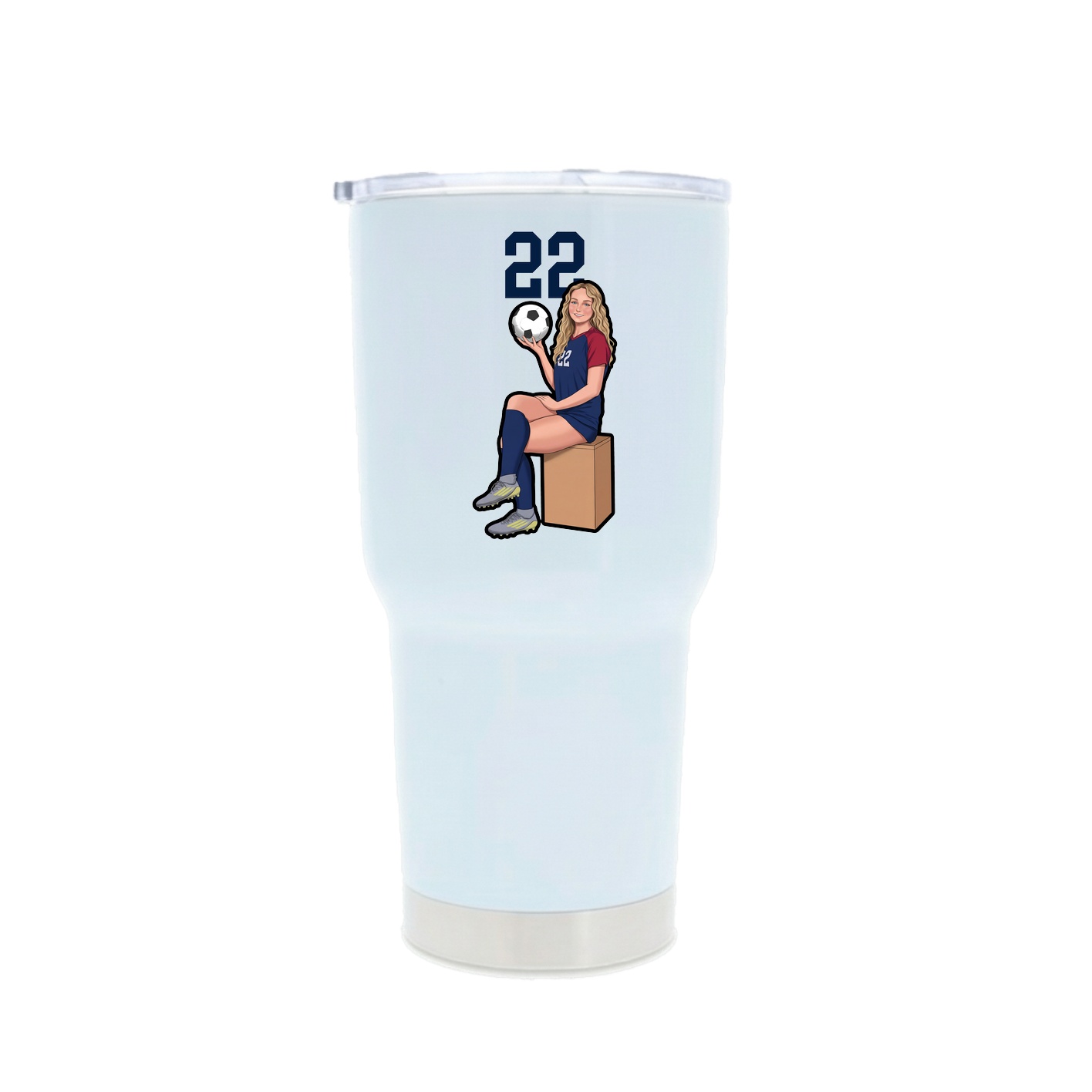 30oz Stainless Steel Tumbler — Number Top in White