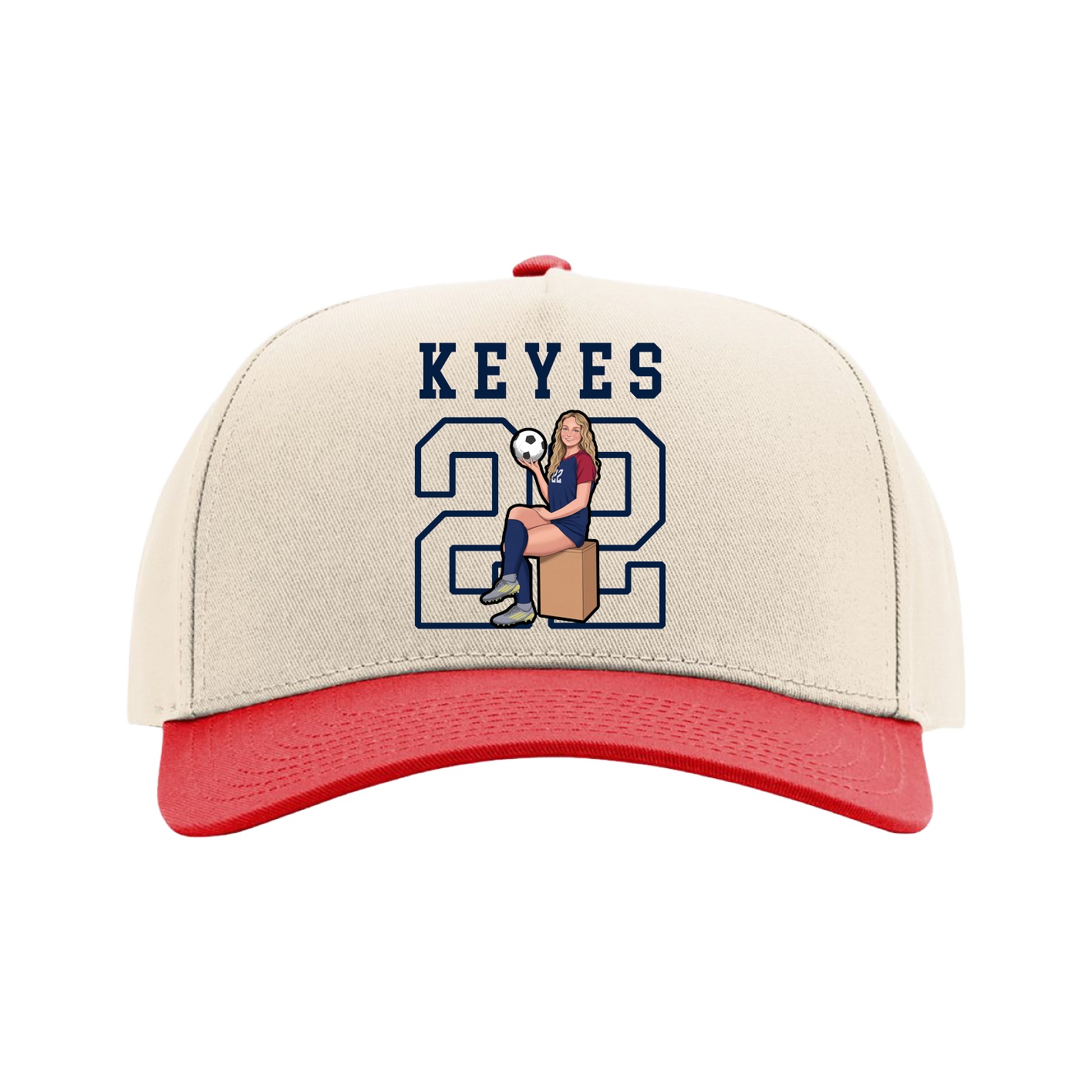 Full Fabric Five-Panel Champ Cap — Shirsey in Cream/Red