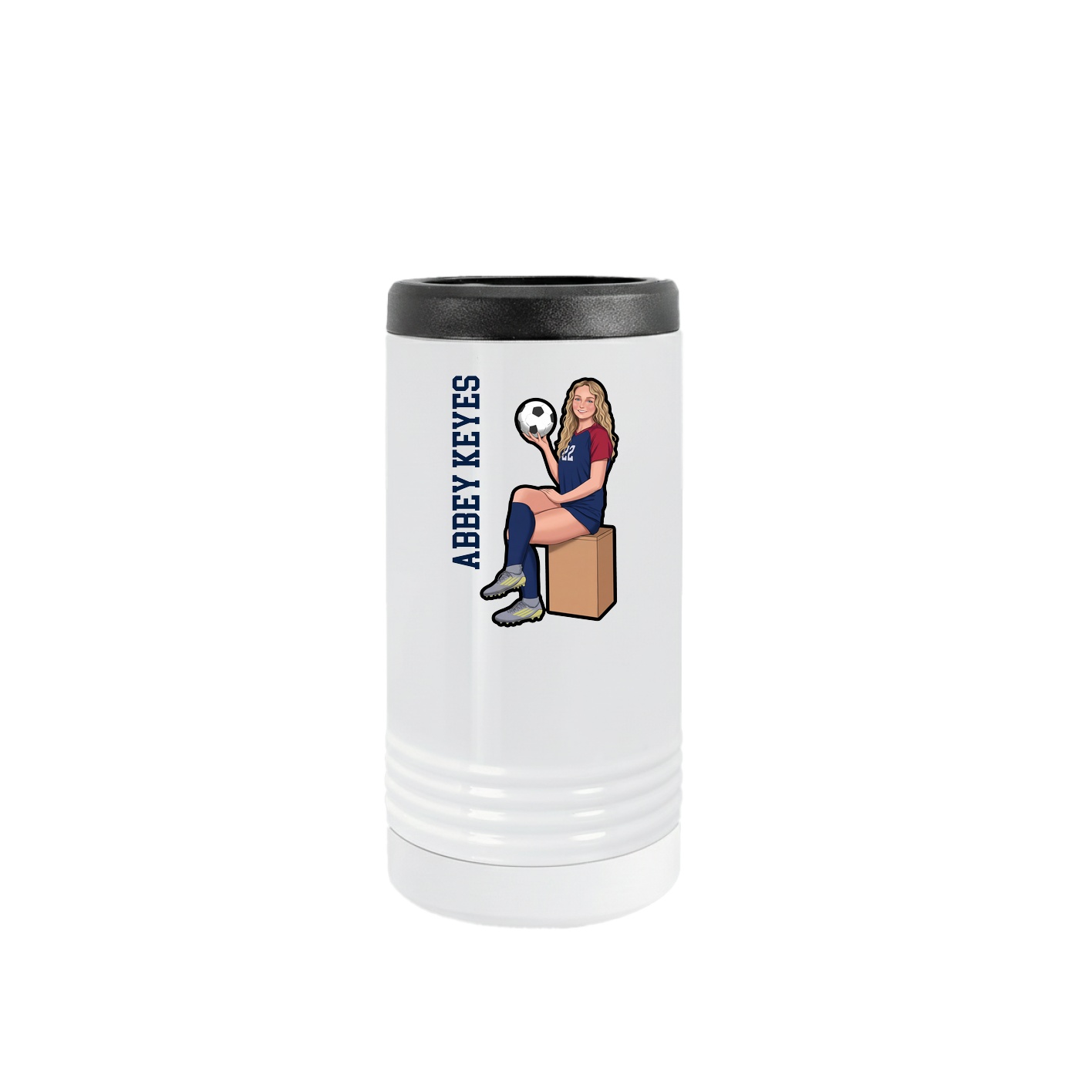 Slim Beverage Holder — Name Vertical in White
