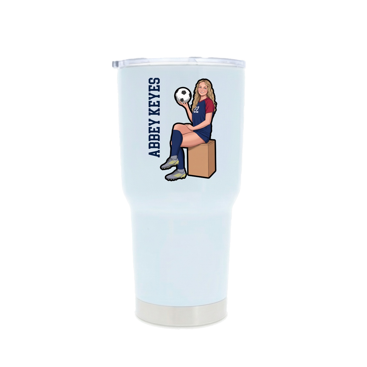 30oz Stainless Steel Tumbler — Name Vertical in White