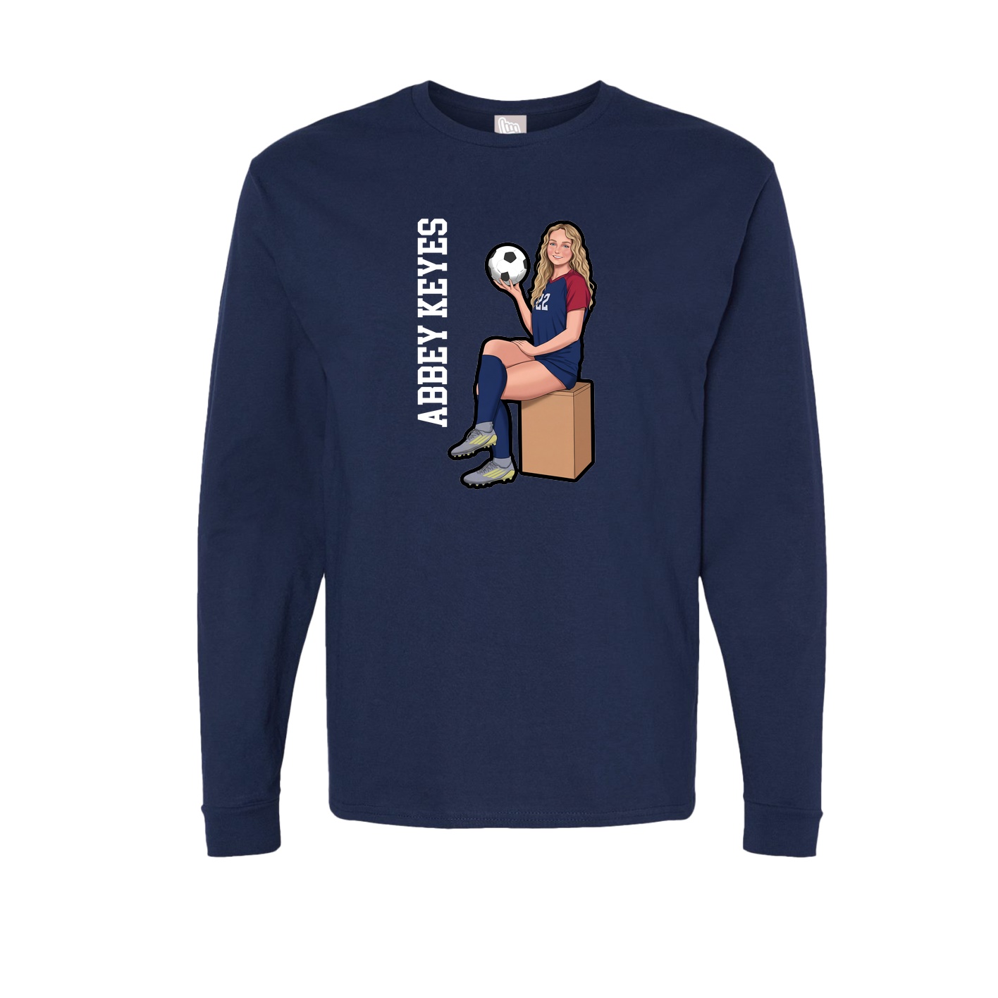 Long Sleeve Tee — Name Vertical in Navy