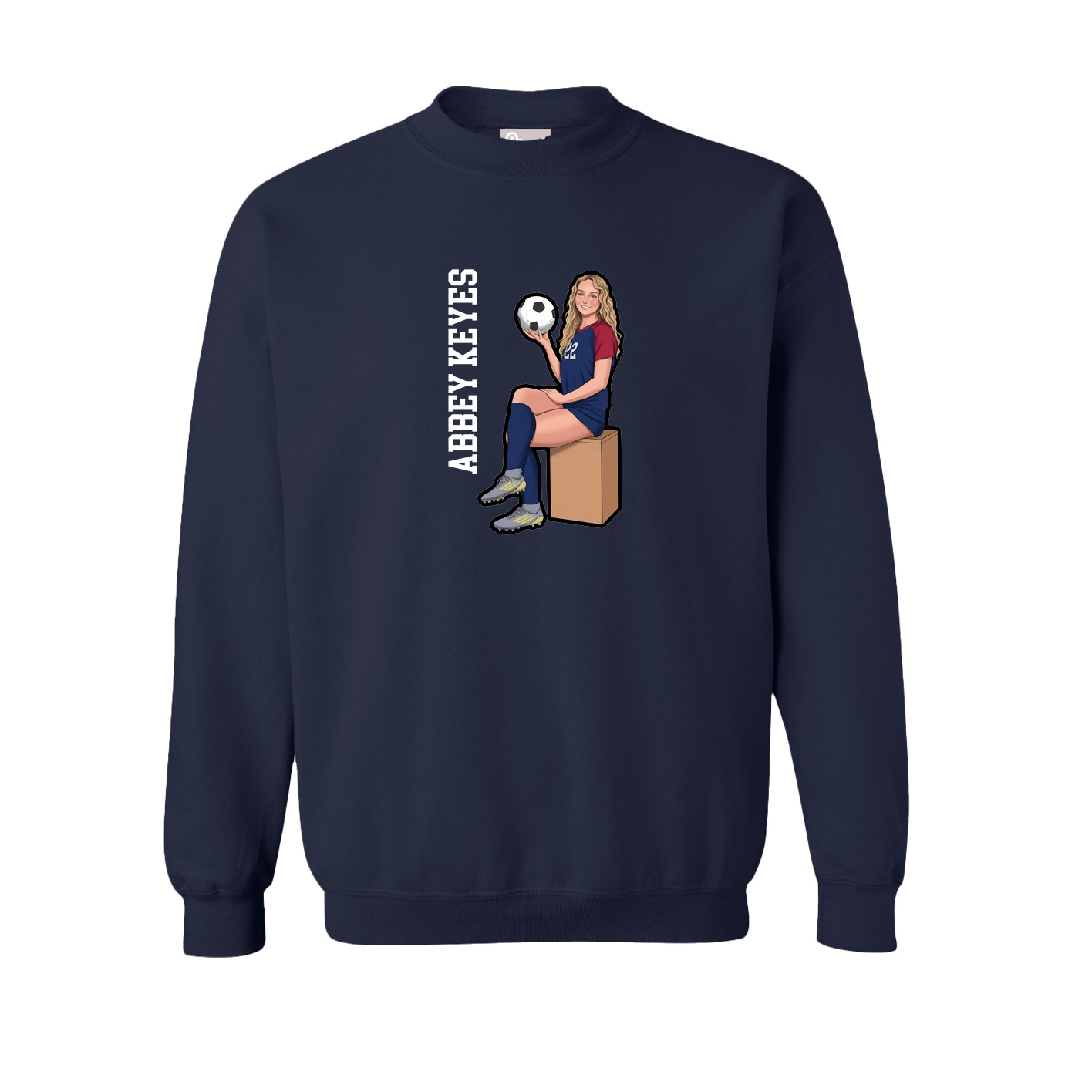 Fleece Crew — Name Vertical in Navy
