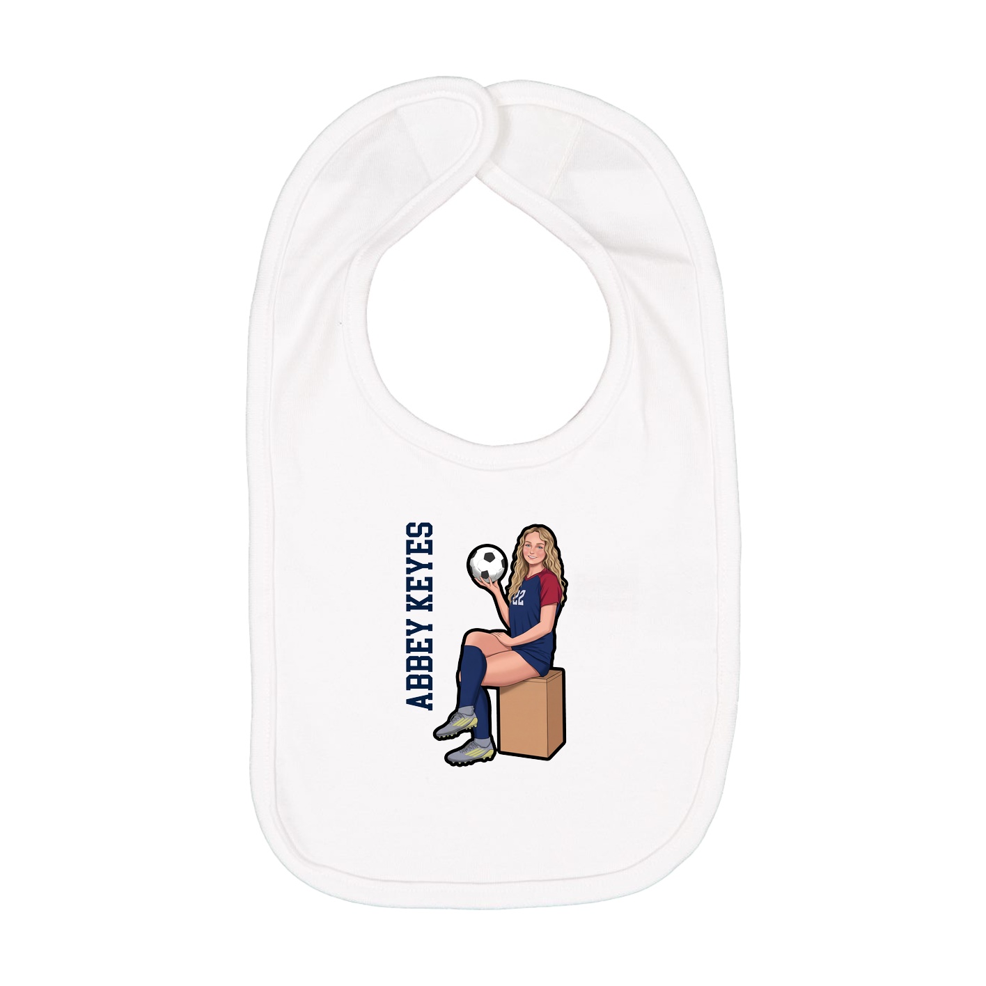 Infant Bib — Name Vertical in White