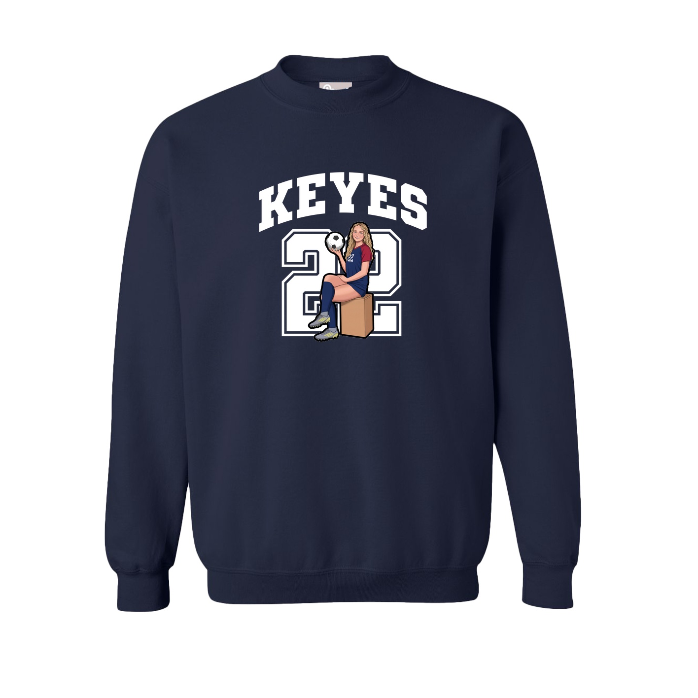 Fleece Crew — Number in Navy