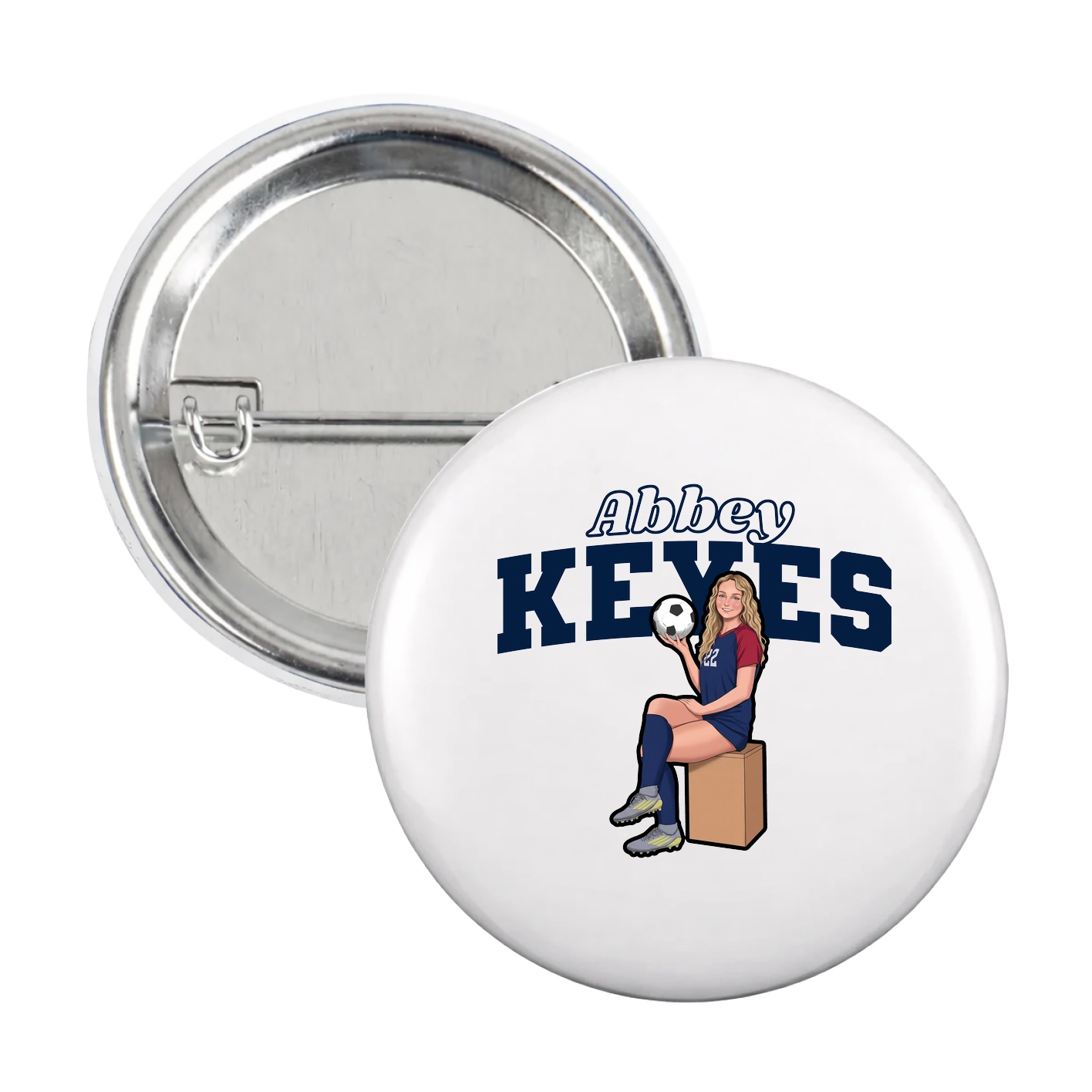 Game Day Button — Name Arch in White