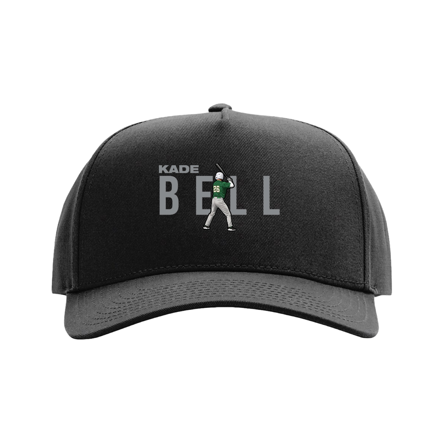 Full Fabric Five-Panel Champ Cap — Player Name in Black