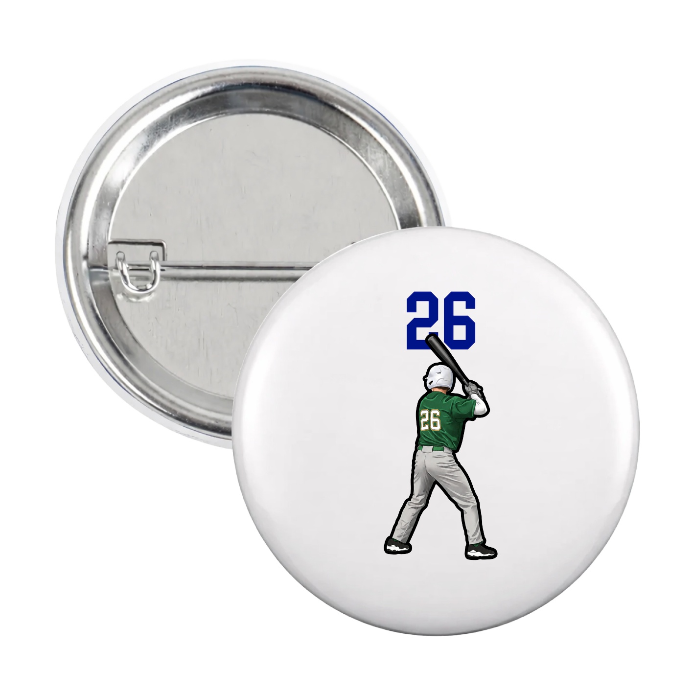 Game Day Button — Number Top in White