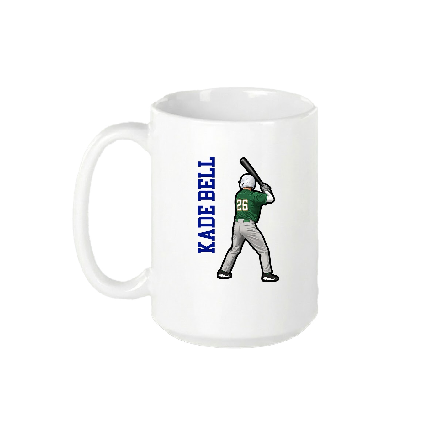 15oz Coffee Mug — Name Vertical in White