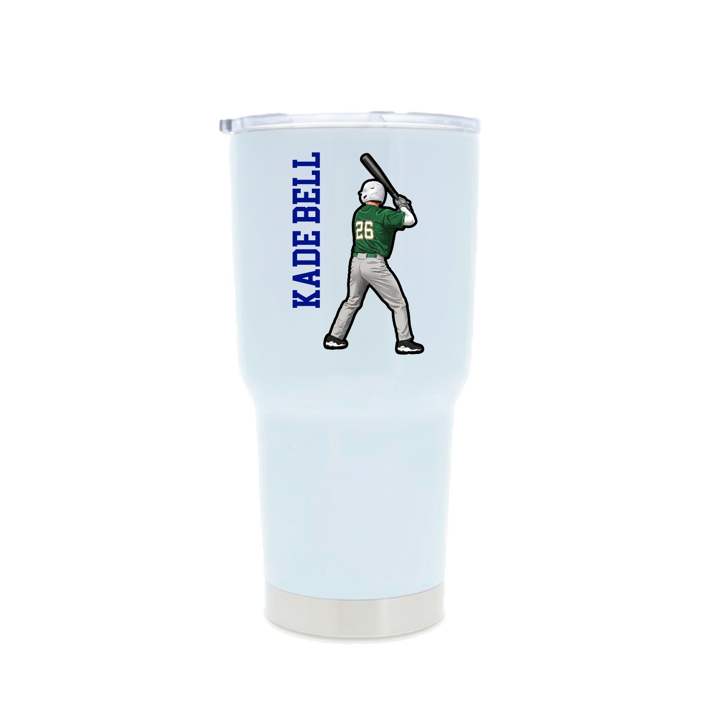 30oz Stainless Steel Tumbler — Name Vertical in White