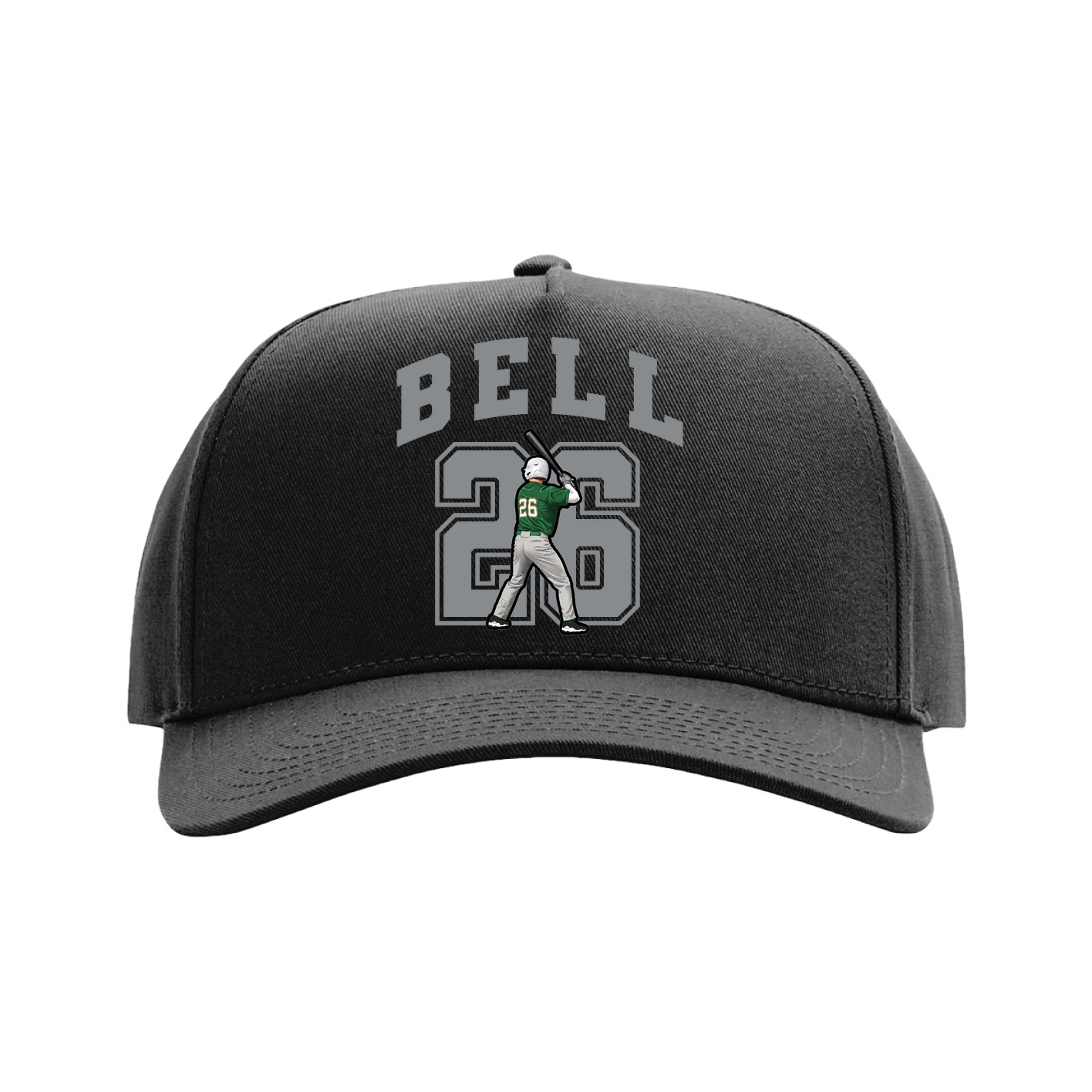 Full Fabric Five-Panel Champ Cap — Number in Black
