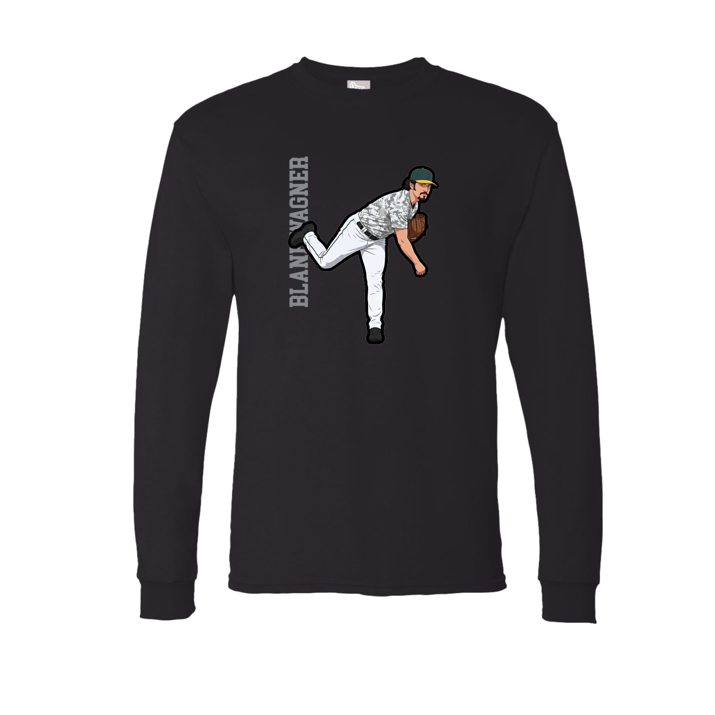 Long Sleeve Tee — Name Vertical in Black