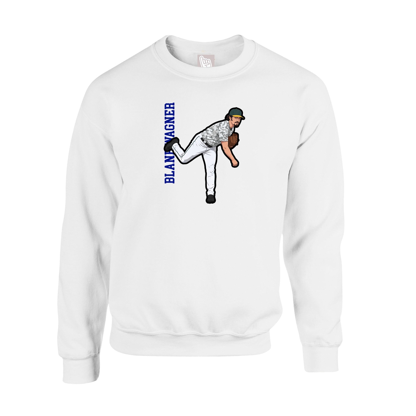 Fleece Crew — Name Vertical in White