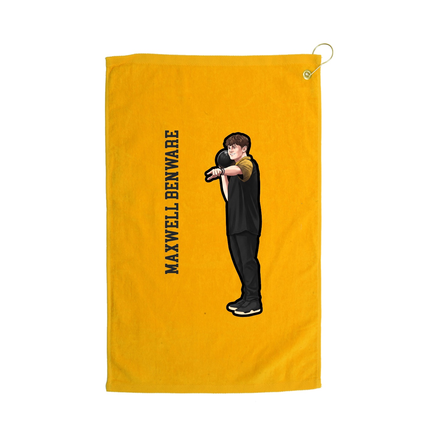 Golf Towel — Name Vertical in Gold