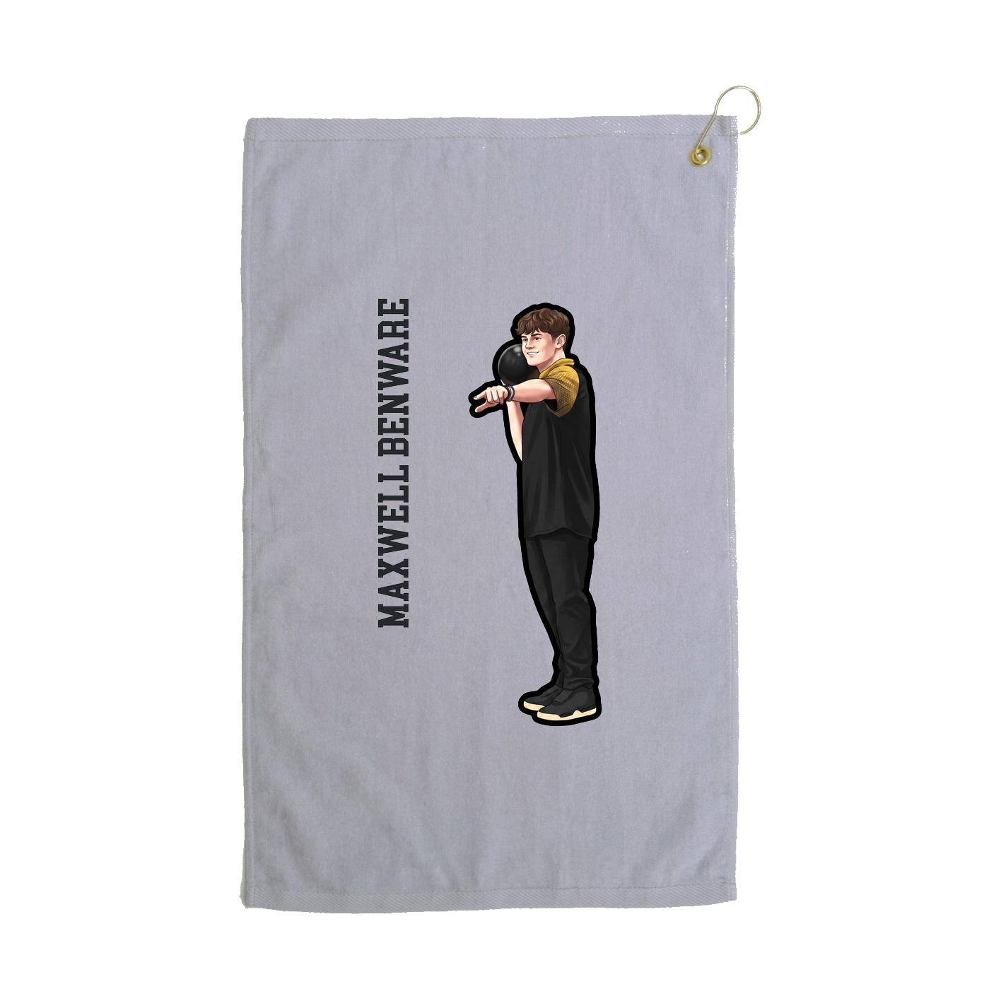 Golf Towel — Name Vertical in Grey