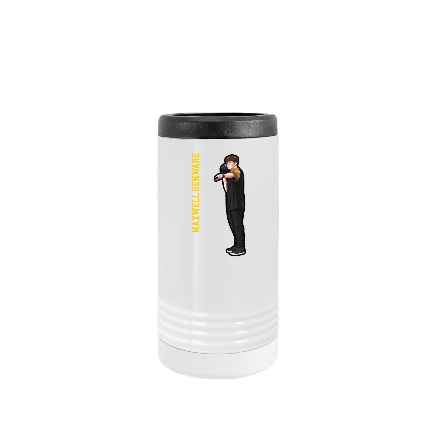 Slim Beverage Holder — Name Vertical in White