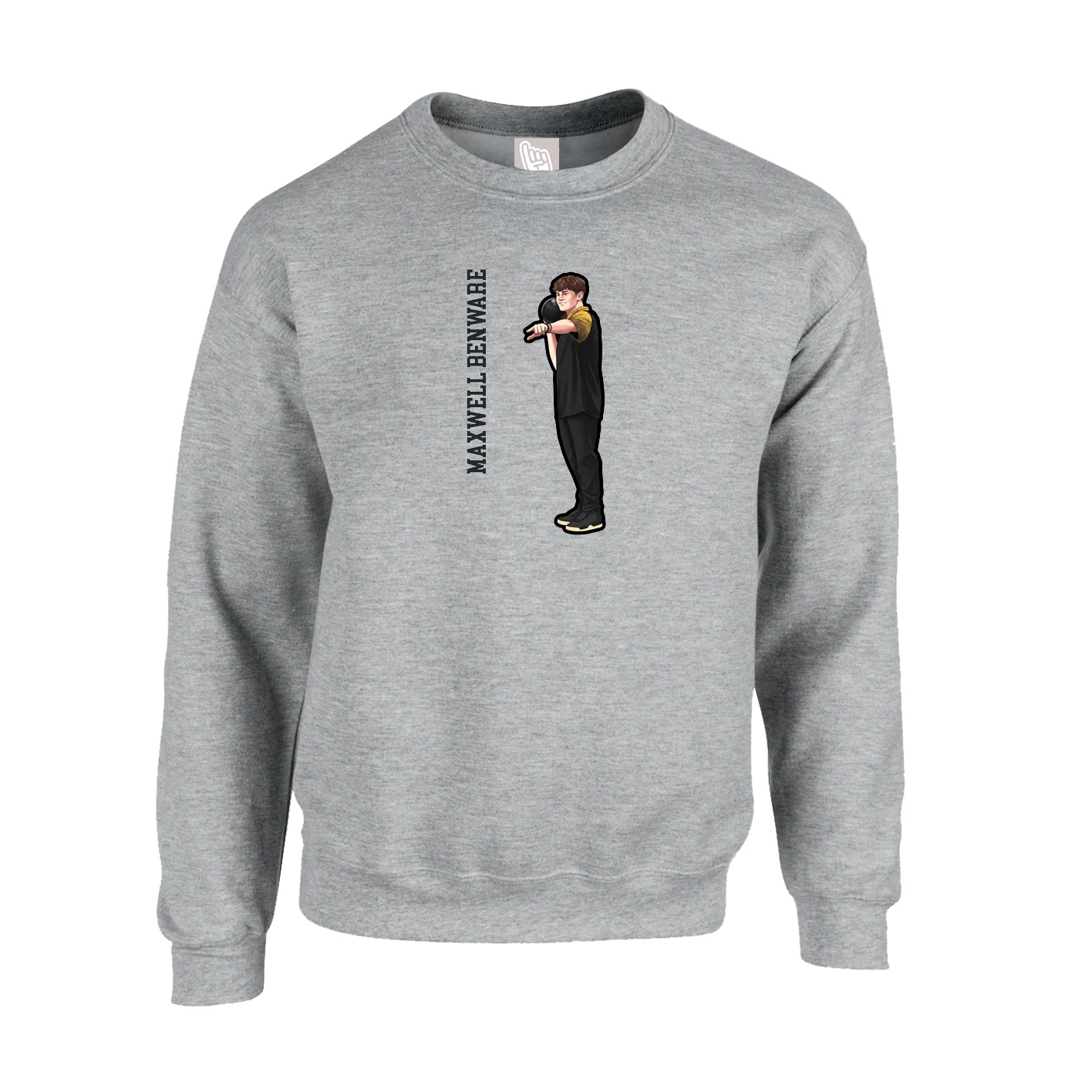 Fleece Crew — Name Vertical in Grey