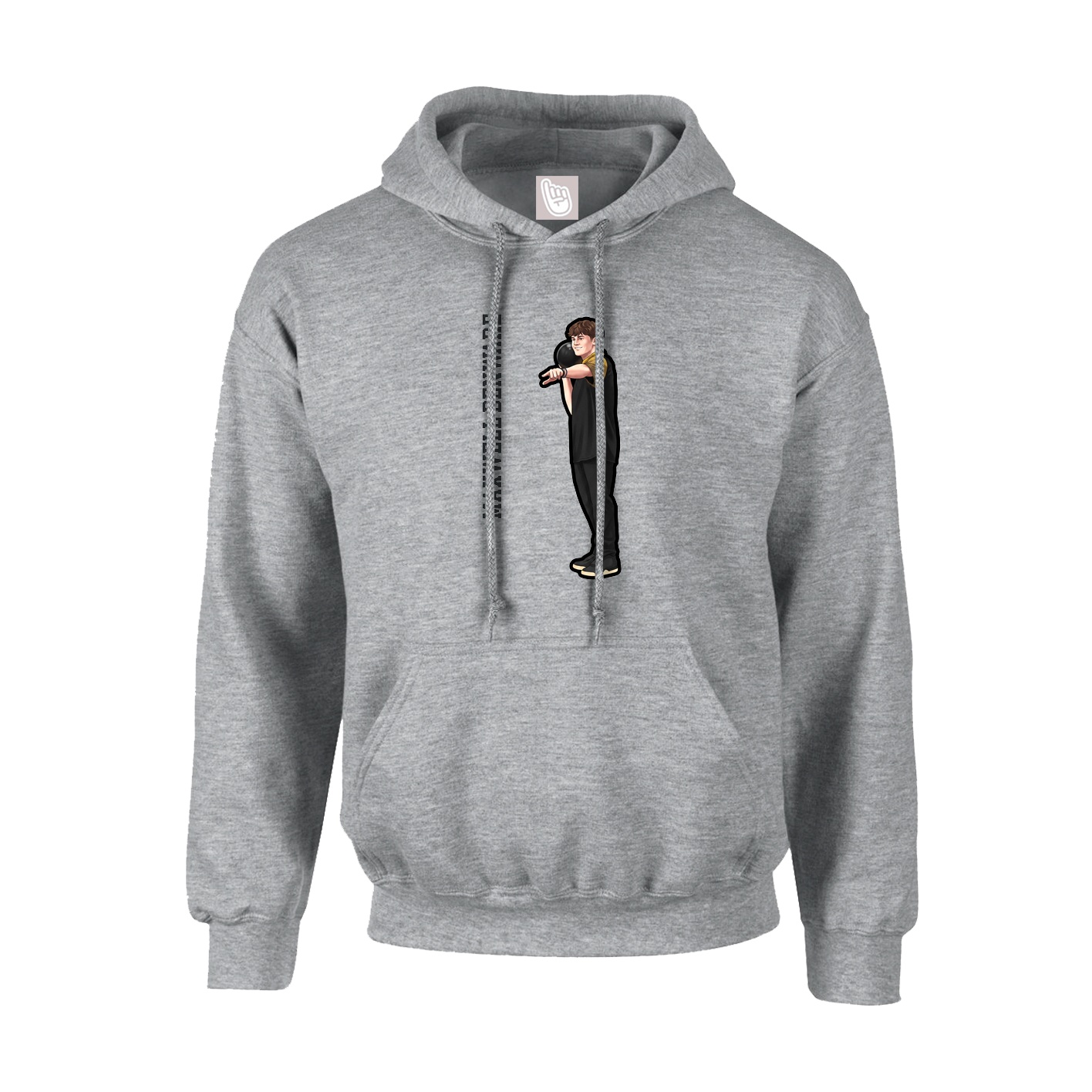 Youth Hoodie — Name Vertical in Grey