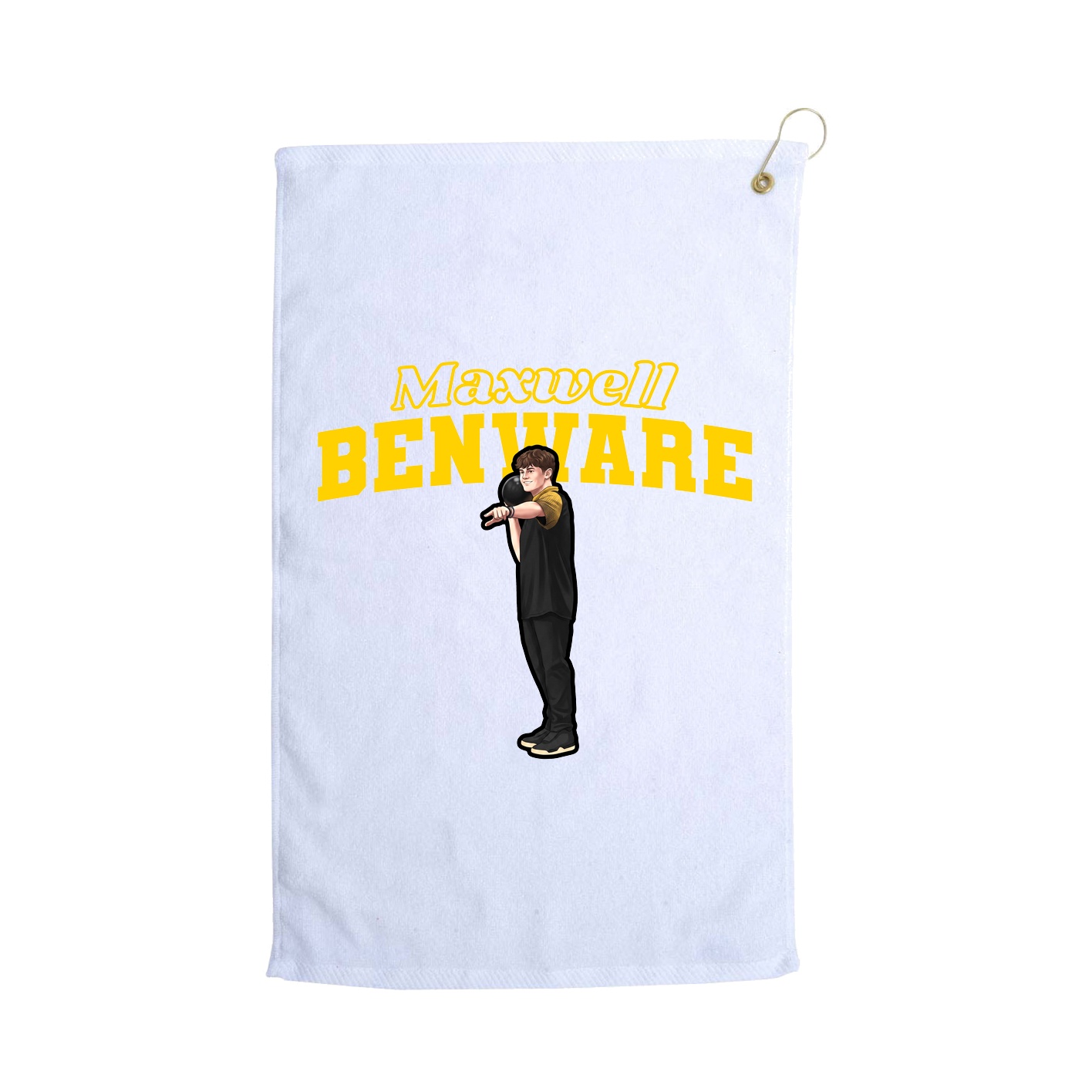 Golf Towel — Name Arch in White