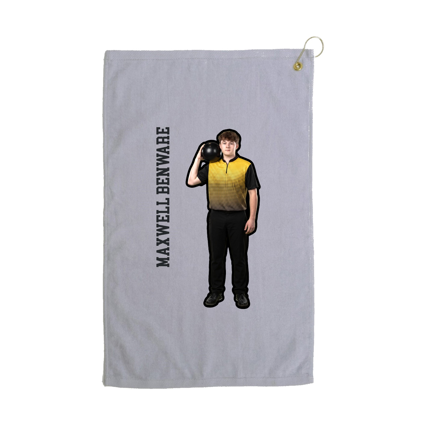 Golf Towel — Name Vertical in Grey