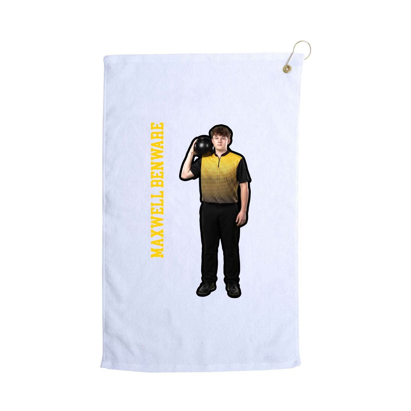 Golf Towel — Name Vertical in White