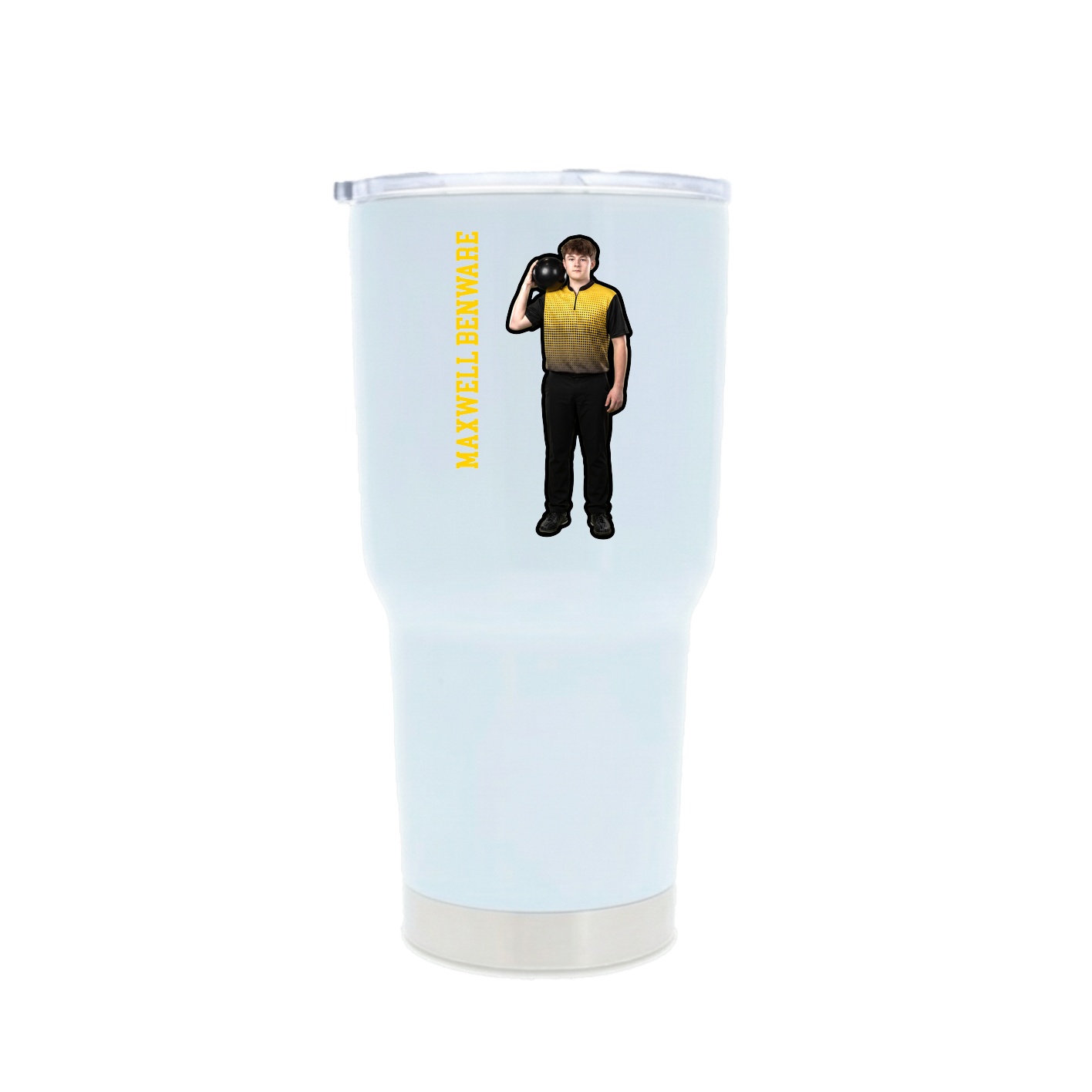 30oz Stainless Steel Tumbler — Name Vertical in White