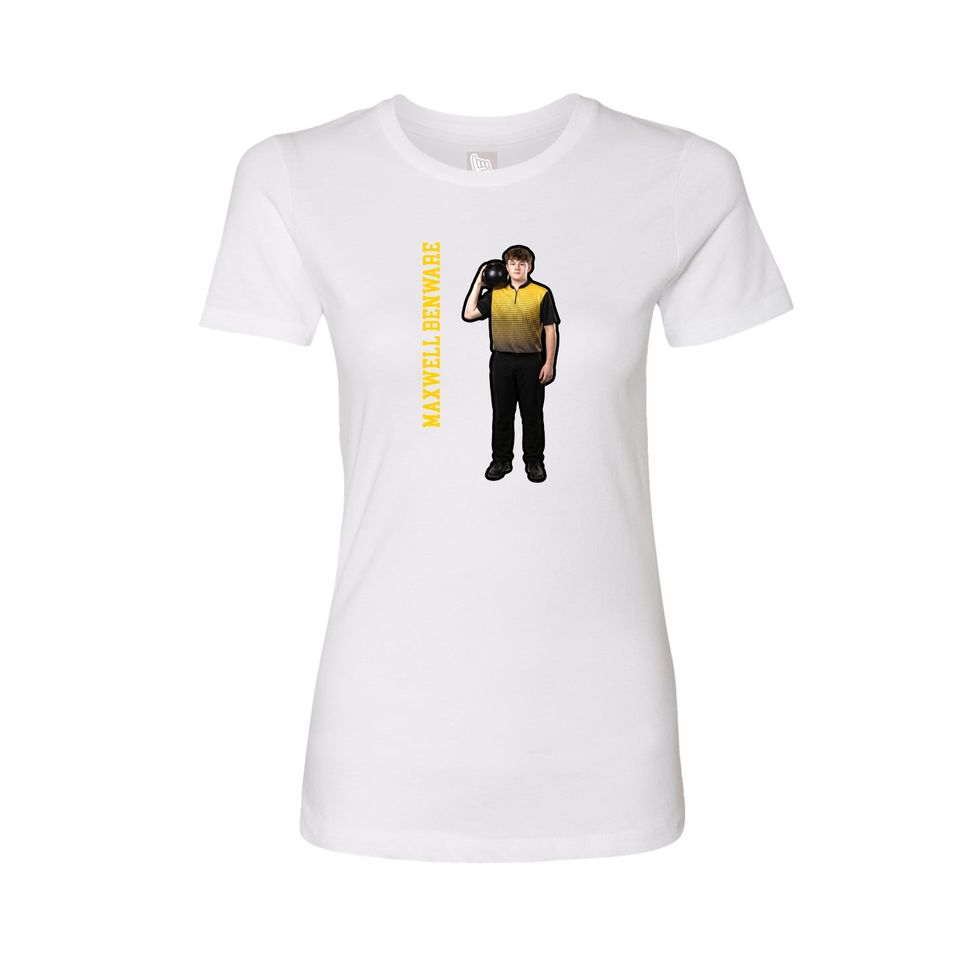 Womens Tee — Name Vertical in White