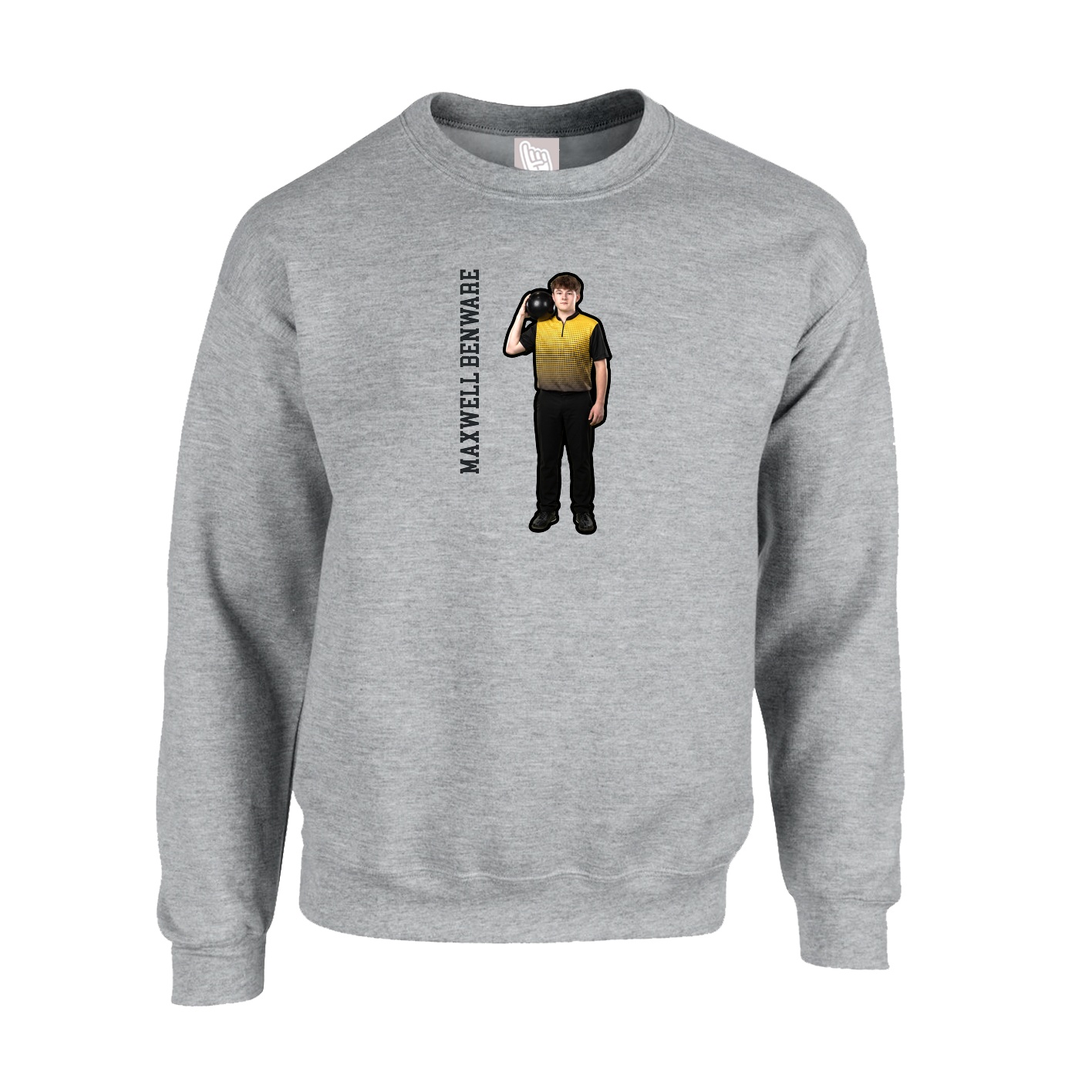 Fleece Crew — Name Vertical in Grey