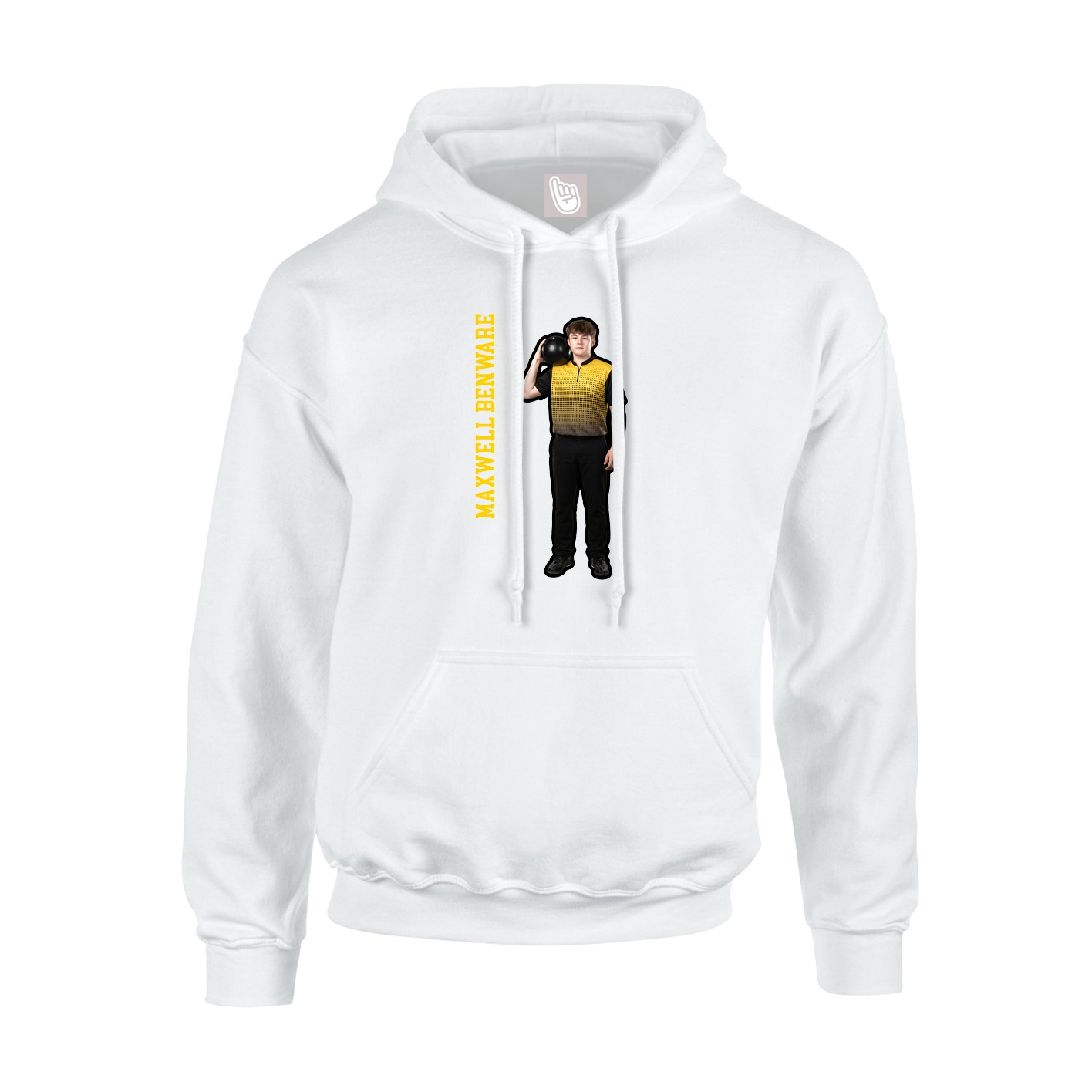 Youth Hoodie — Name Vertical in White