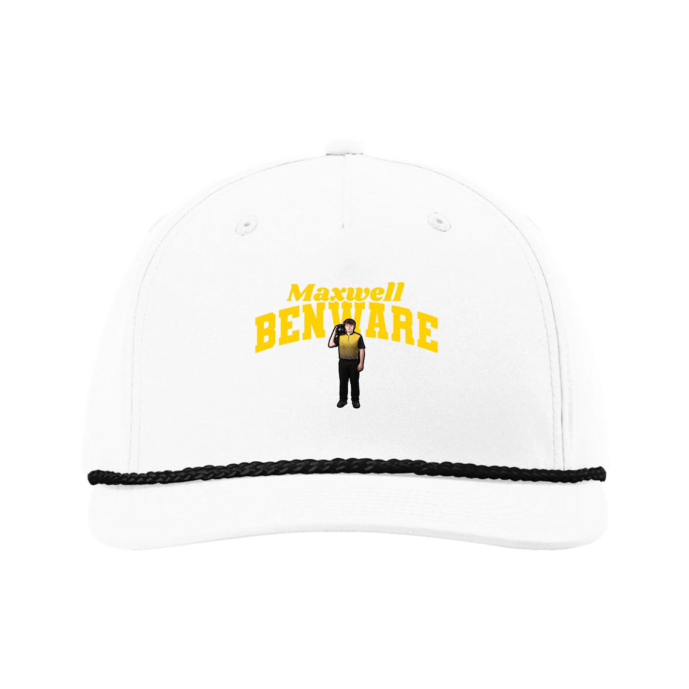 Five-Panel Classic Rope Cap — Signature Arch in White