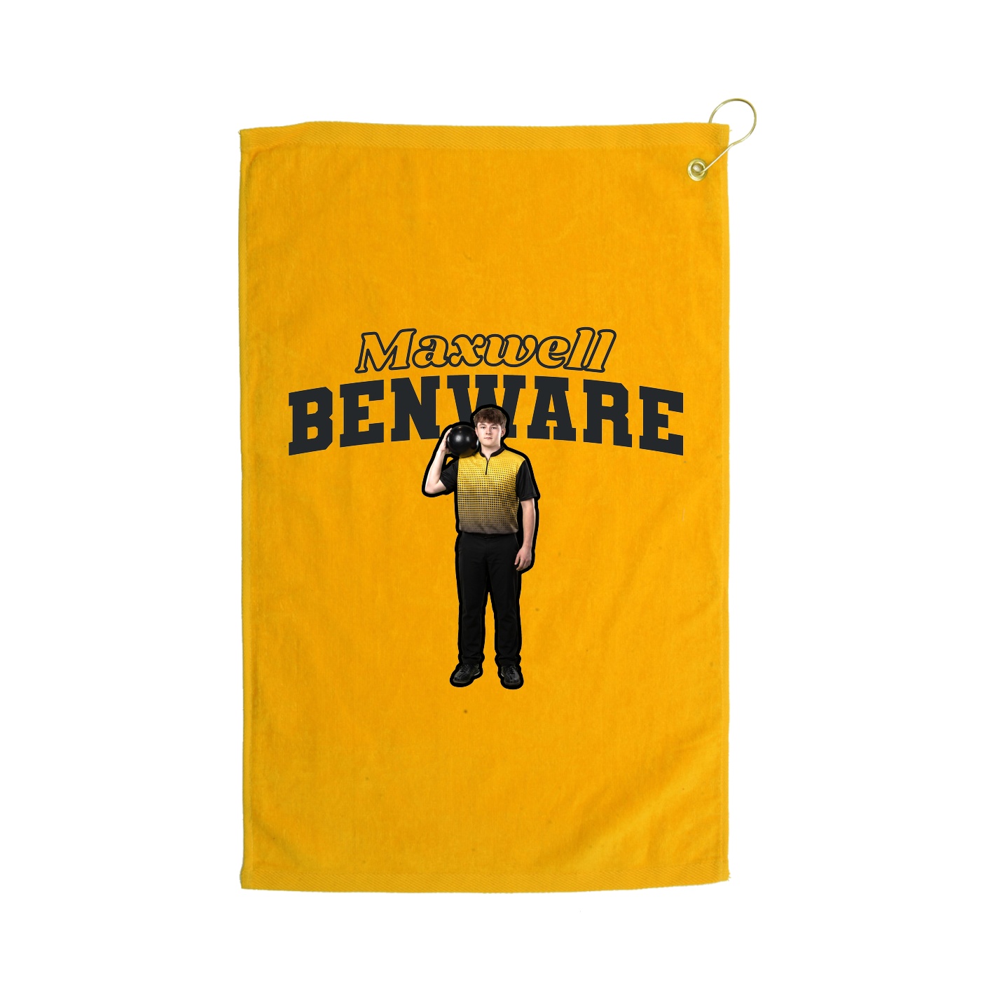Golf Towel — Name Arch in Gold