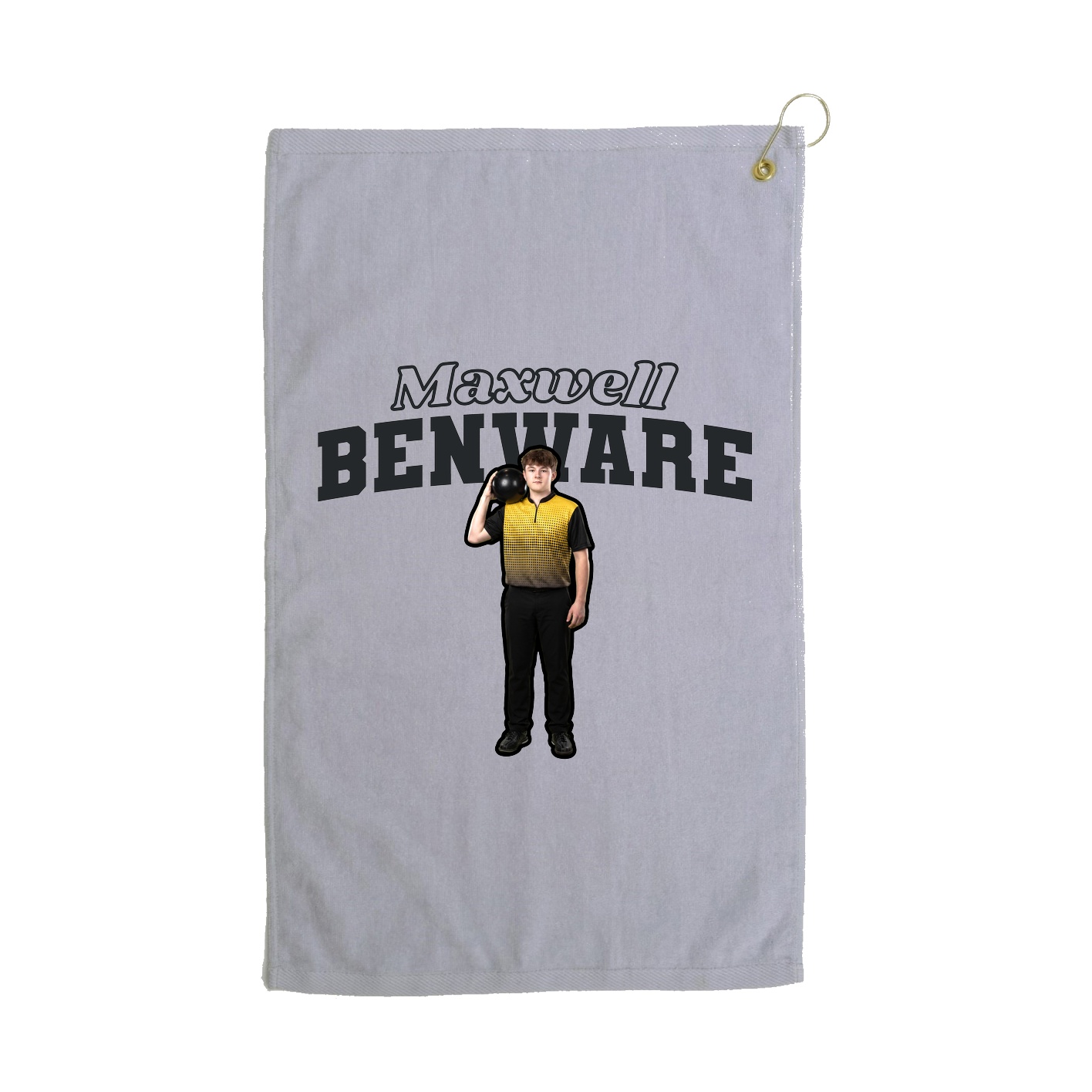 Golf Towel — Name Arch in Grey