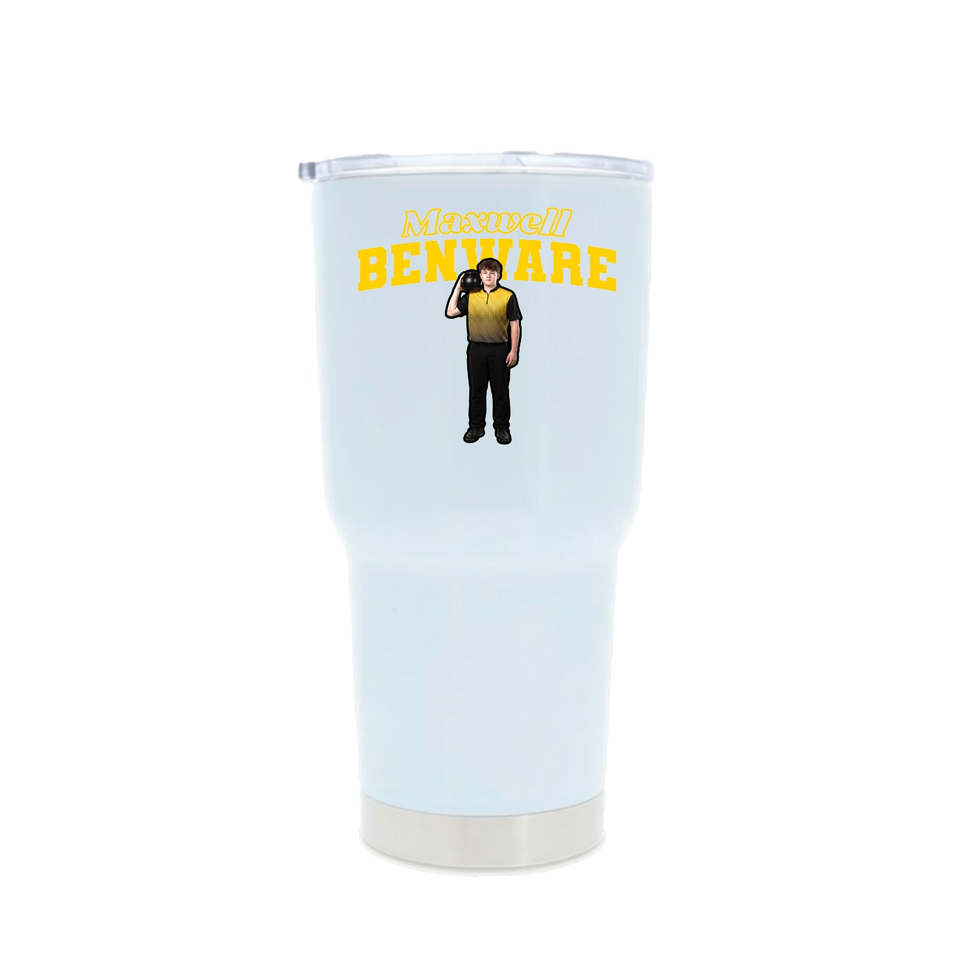 30oz Stainless Steel Tumbler — Name Arch in White